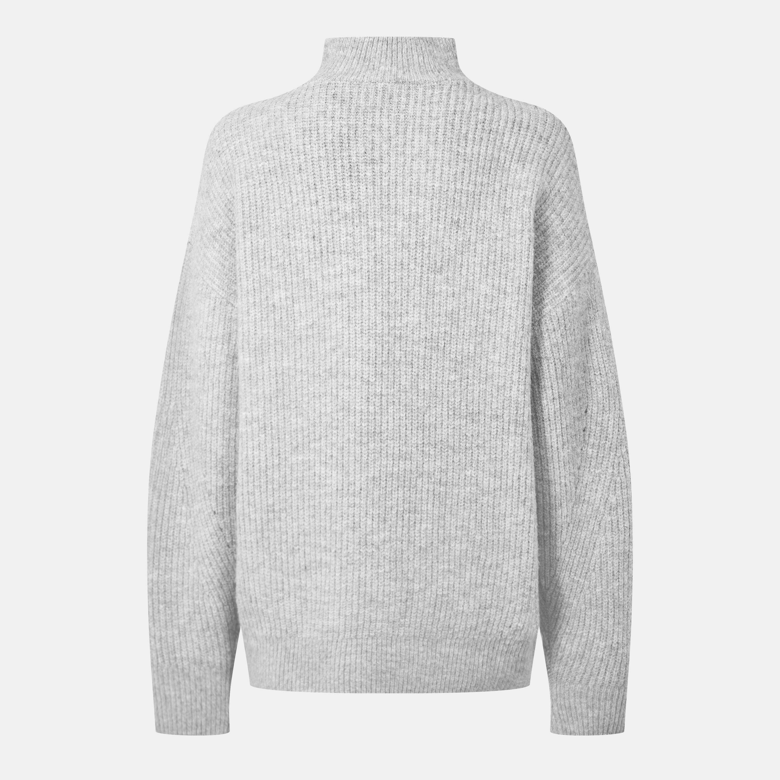 Grey Marl - Jack Wills - High Neck Zip Knitted Jumper - 2
