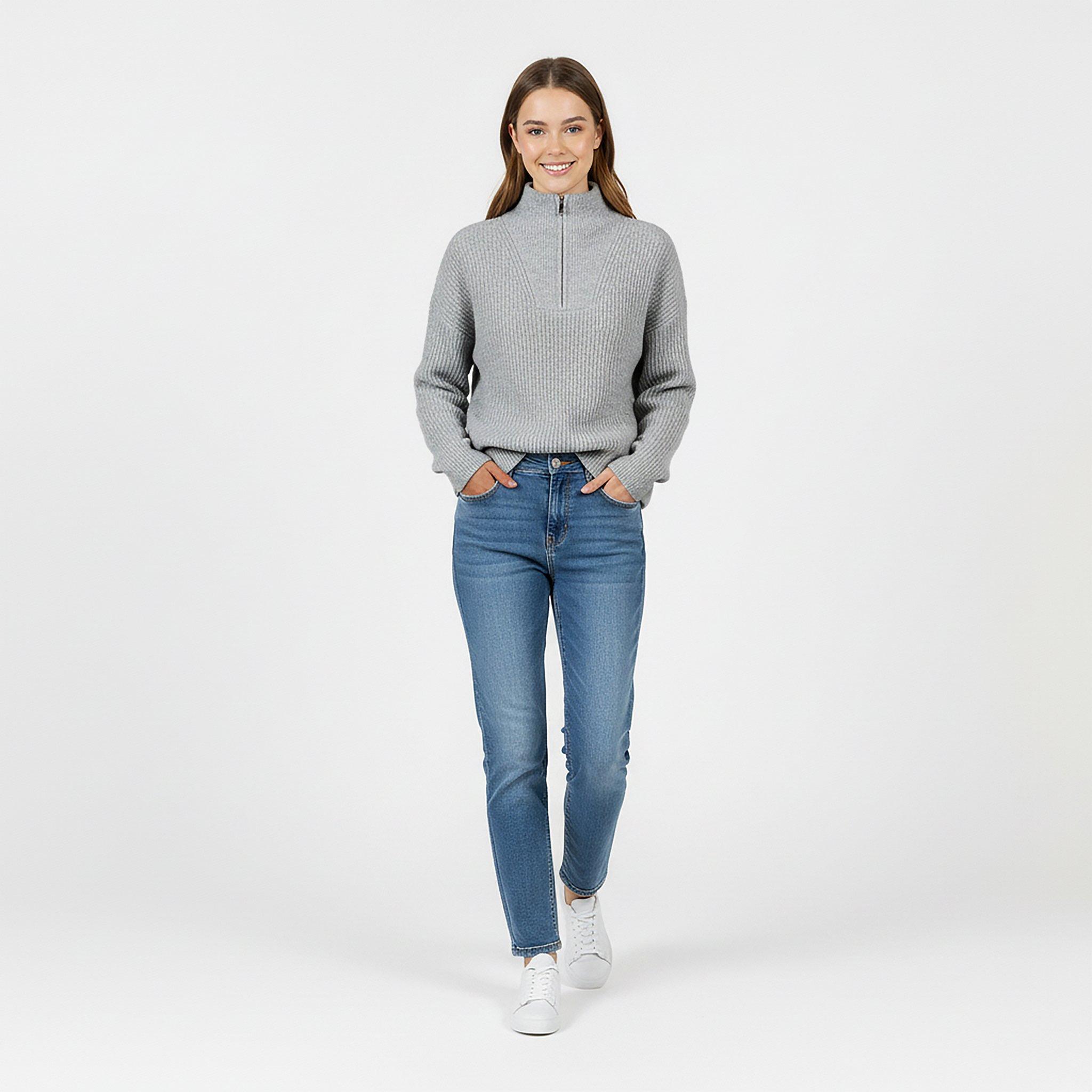 Grå Marl - Jack Wills - High Neck Zip Knitted Jumper - 5
