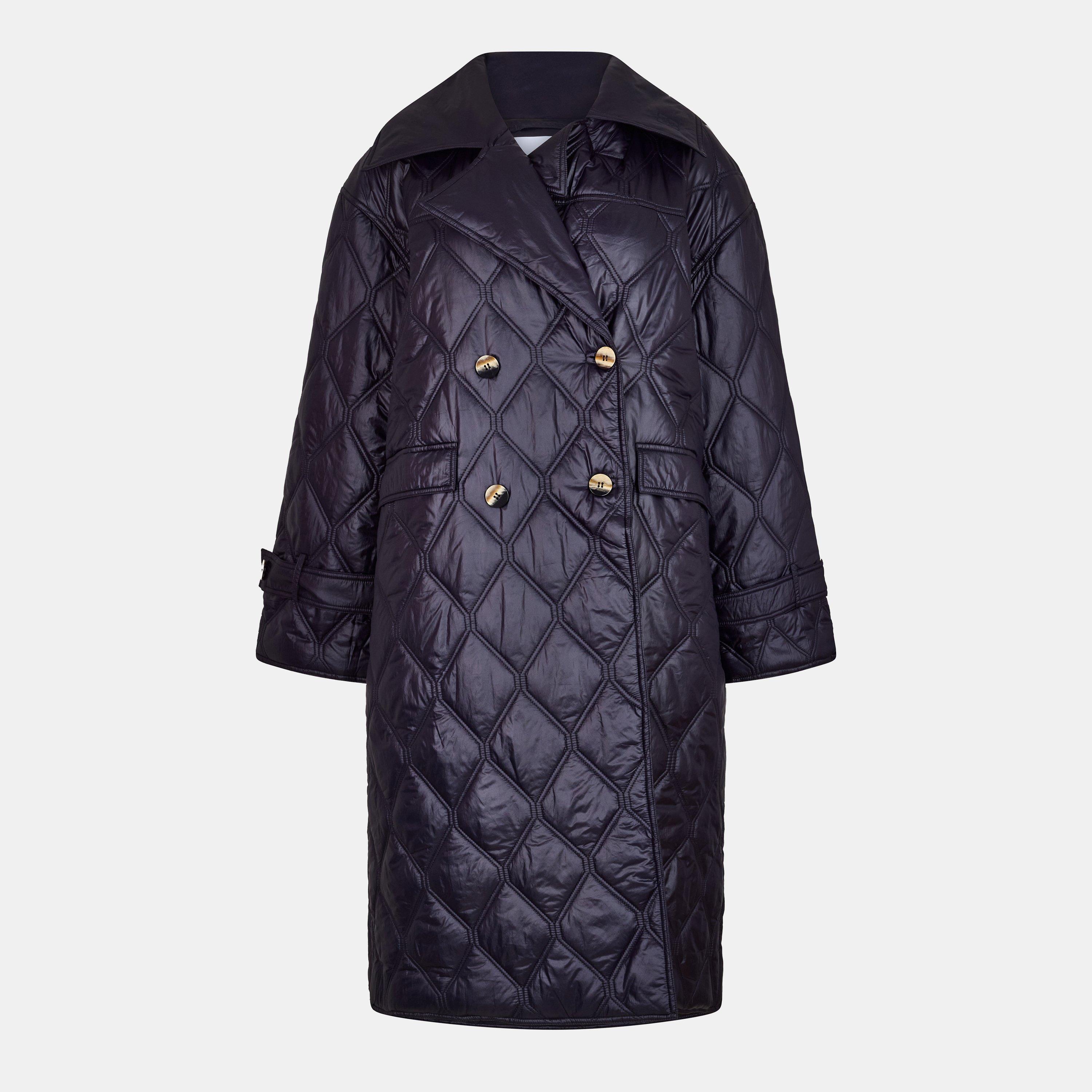 Ganni Women's Shiny Quilted Jacket - Deep Well - Size 12 (38)