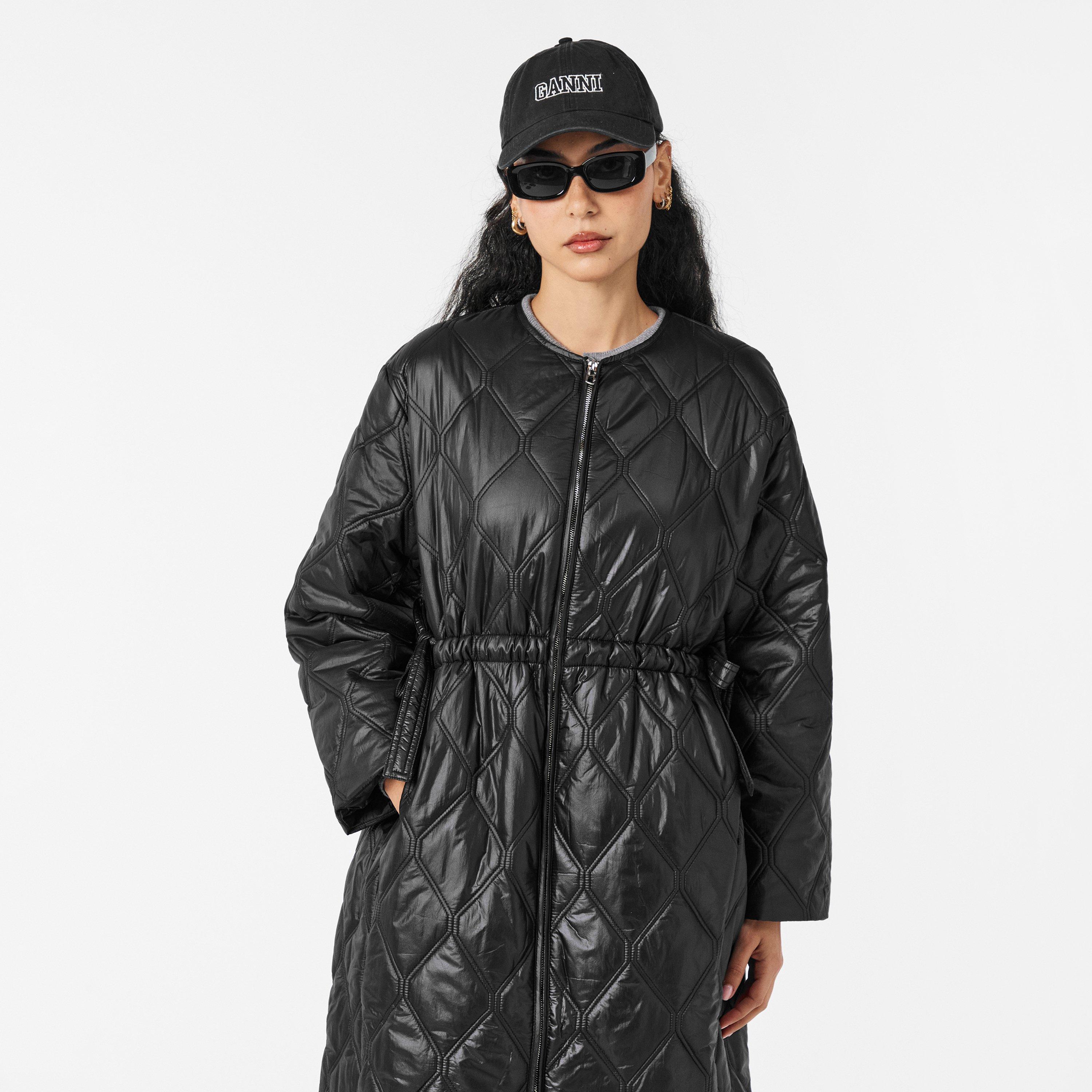 Black - Ganni - Women's Long Quilted Jacket - 3