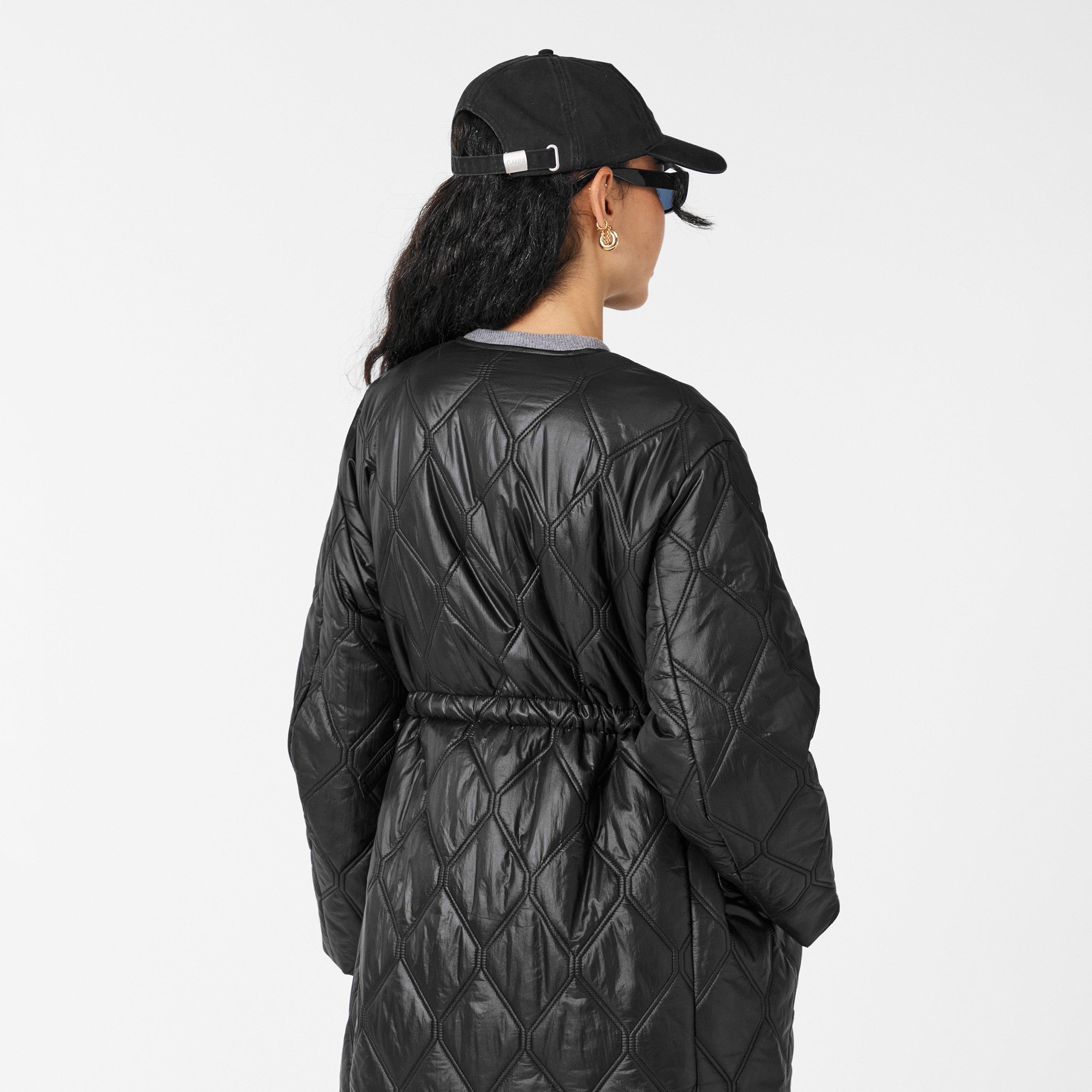 Black - Ganni - Women's Long Quilted Jacket - 4