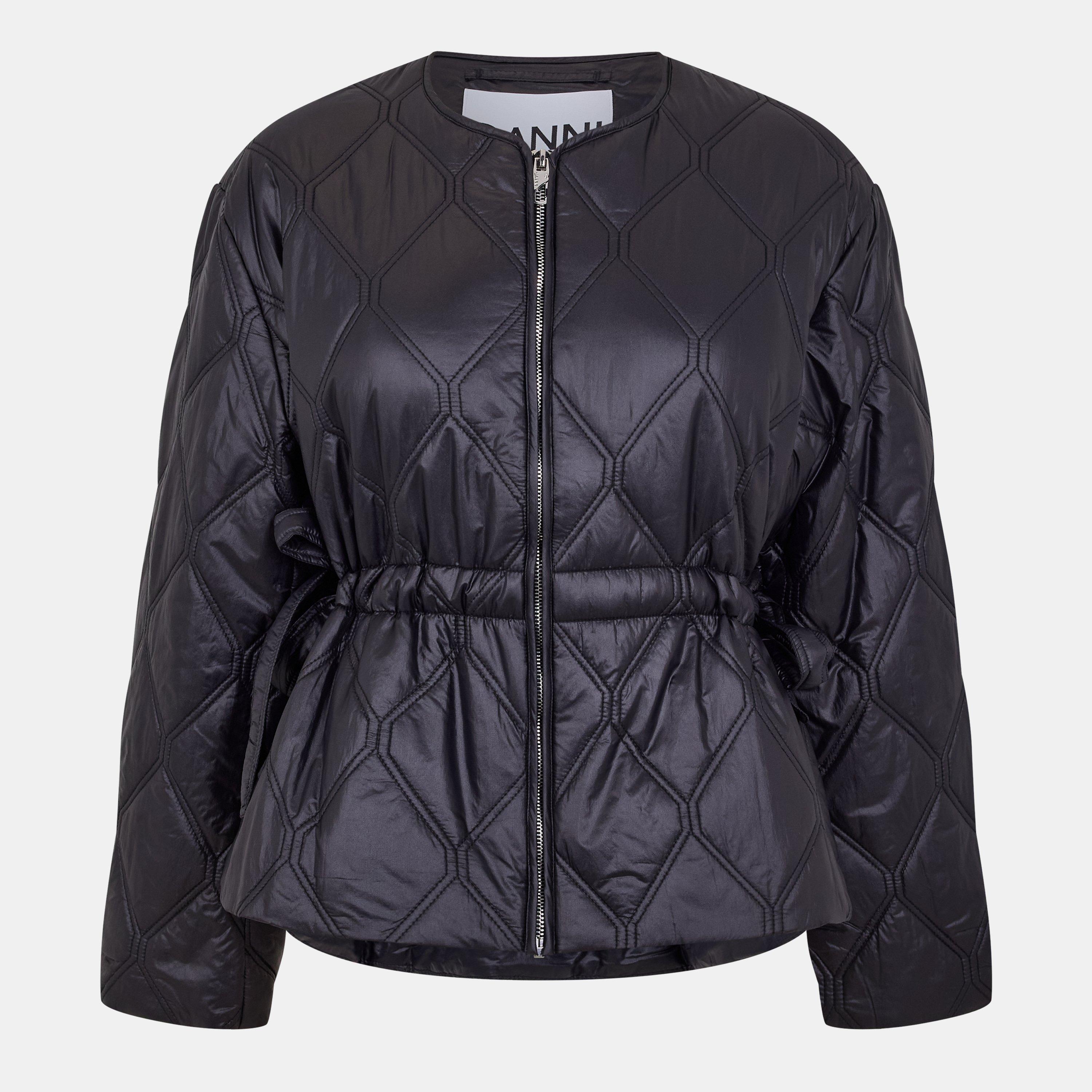 Black - Ganni - Women's Shiny Quilted Jacket - 1