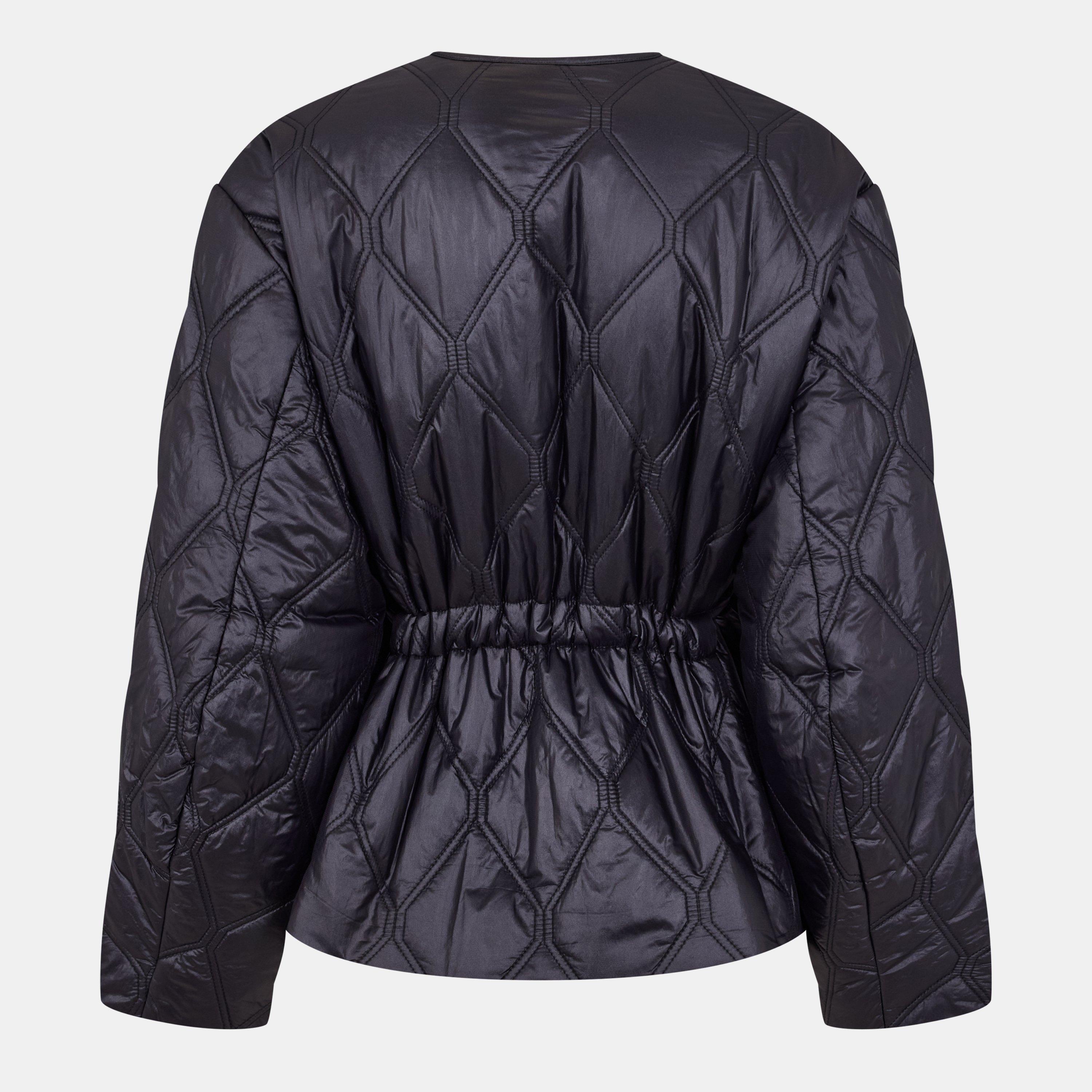Black - Ganni - Women's Shiny Quilted Jacket - 2