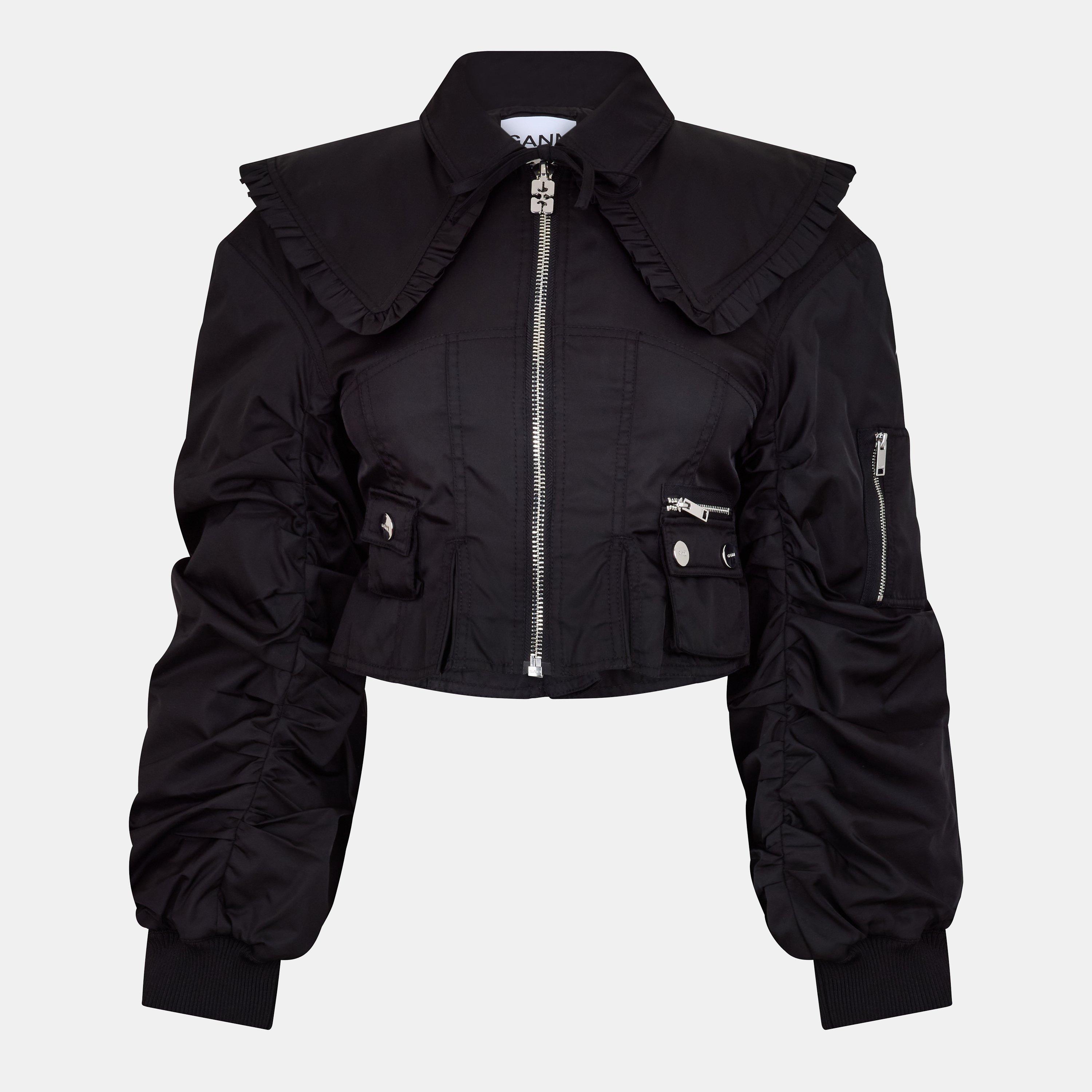 Ganni Women's Duchesse Bomber Jacket - Black - Size 8 (34)