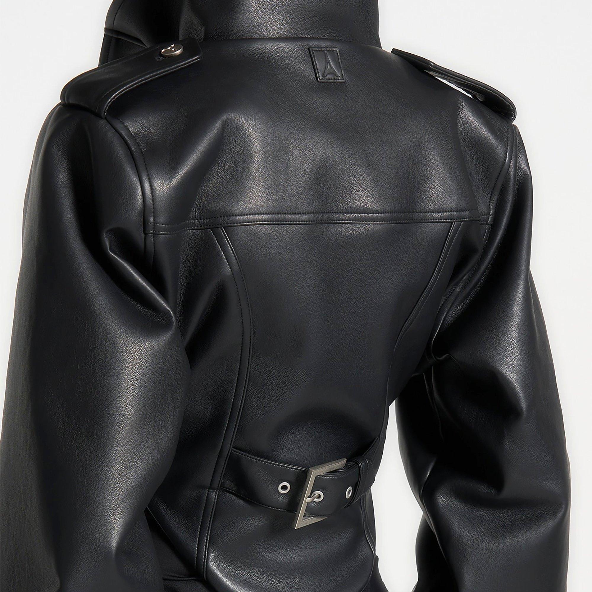 Black - Maniere De Voir - Womens Solange Vintage Leather Corset Jacket - 5