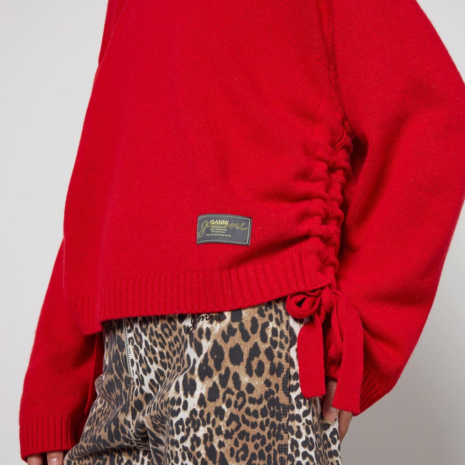 Racing Red - Ganni - Women's Knitted Crew Sweatshirt - 3