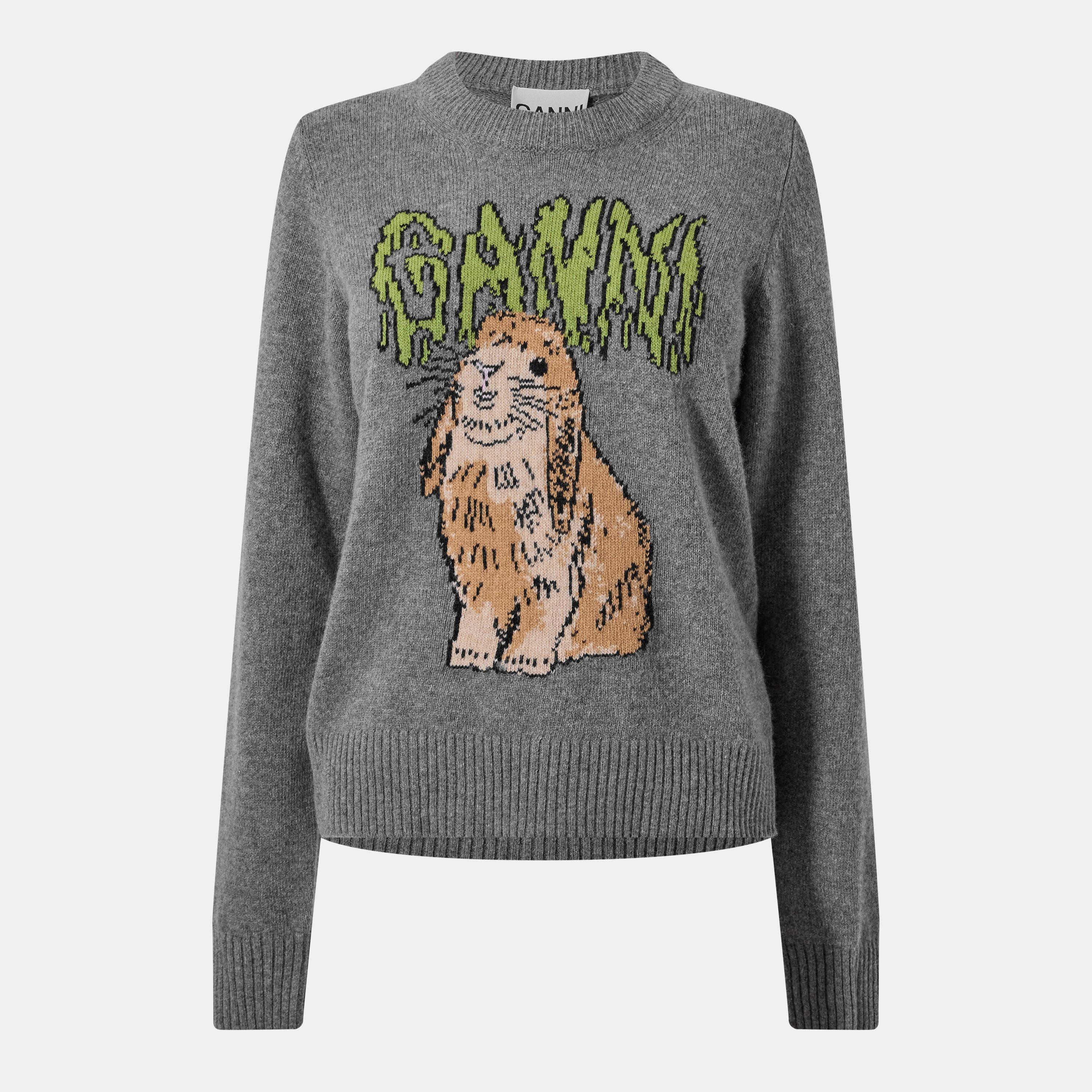 Frost Gray - Ganni - Women's Bunny Crew Sweatshirt - 1