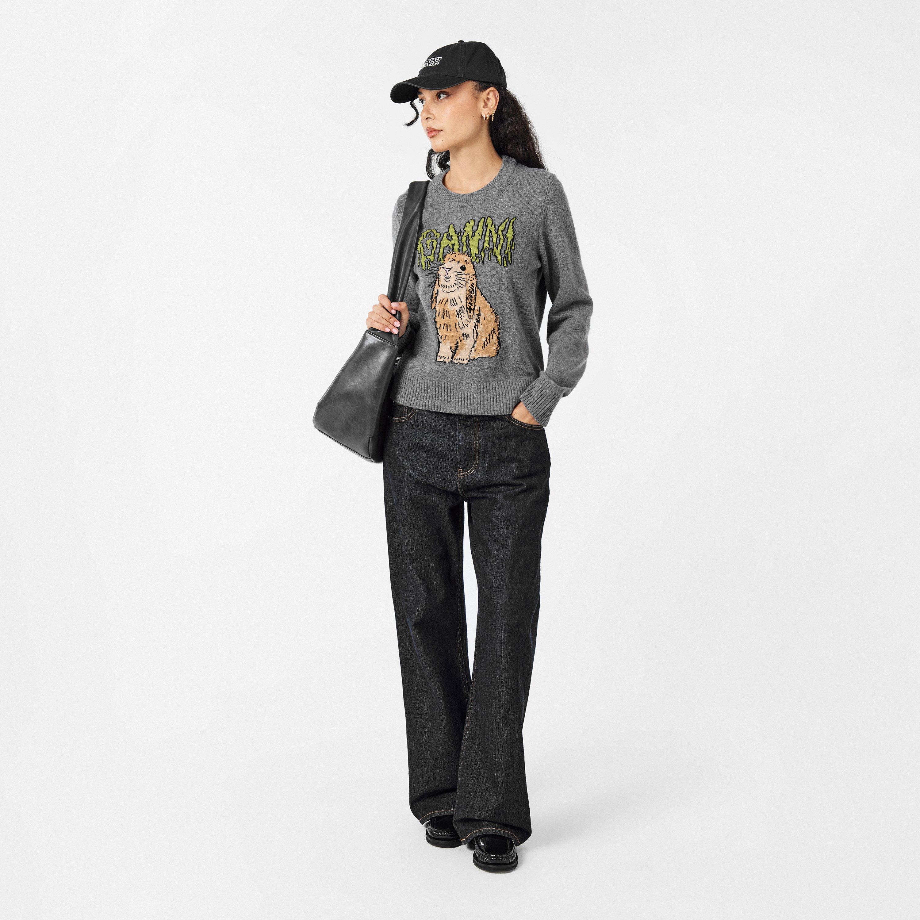Frost Gray - Ganni - Women's Bunny Crew Sweatshirt - 6