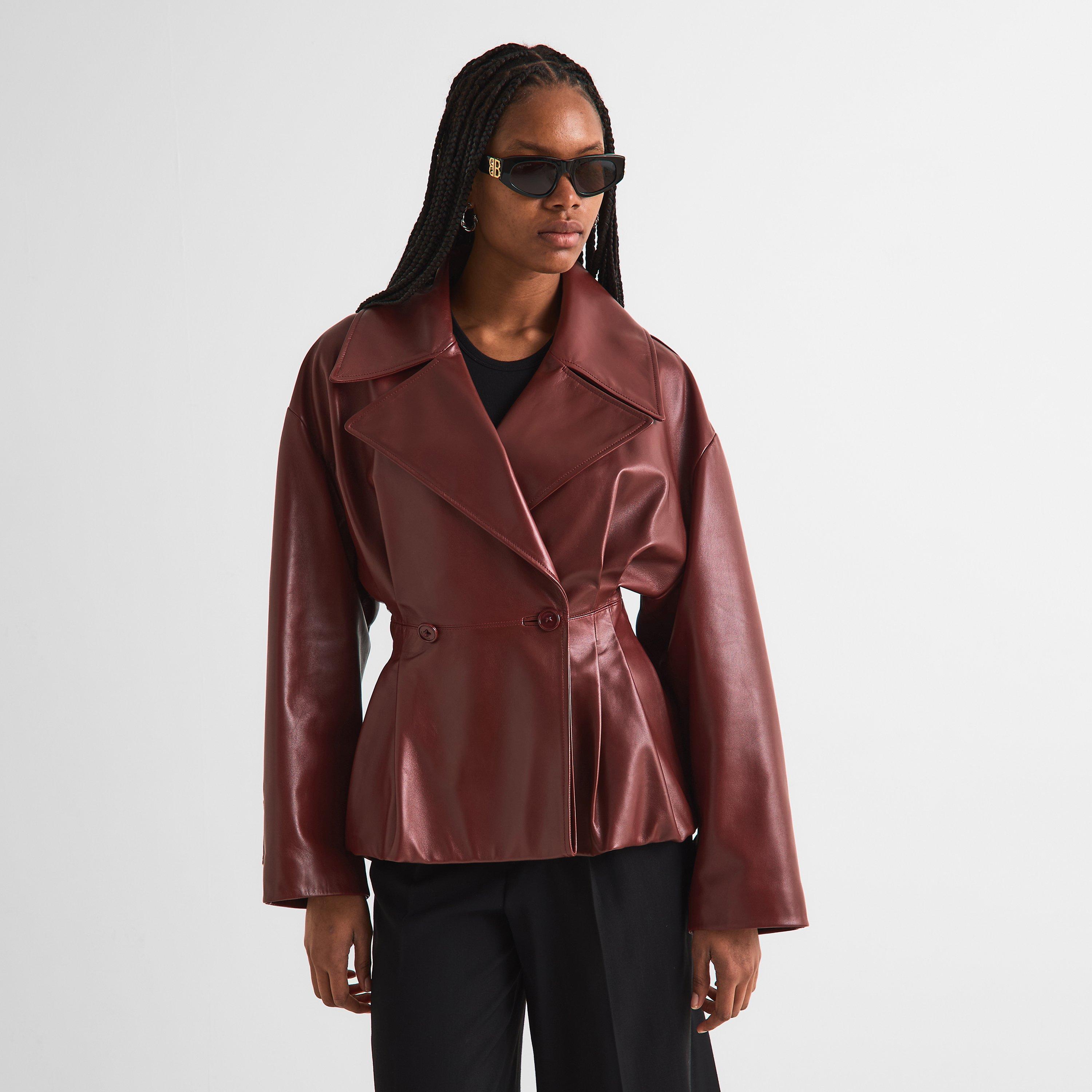 Burgundy - Balenciaga - Women's Leather Jacket - 3