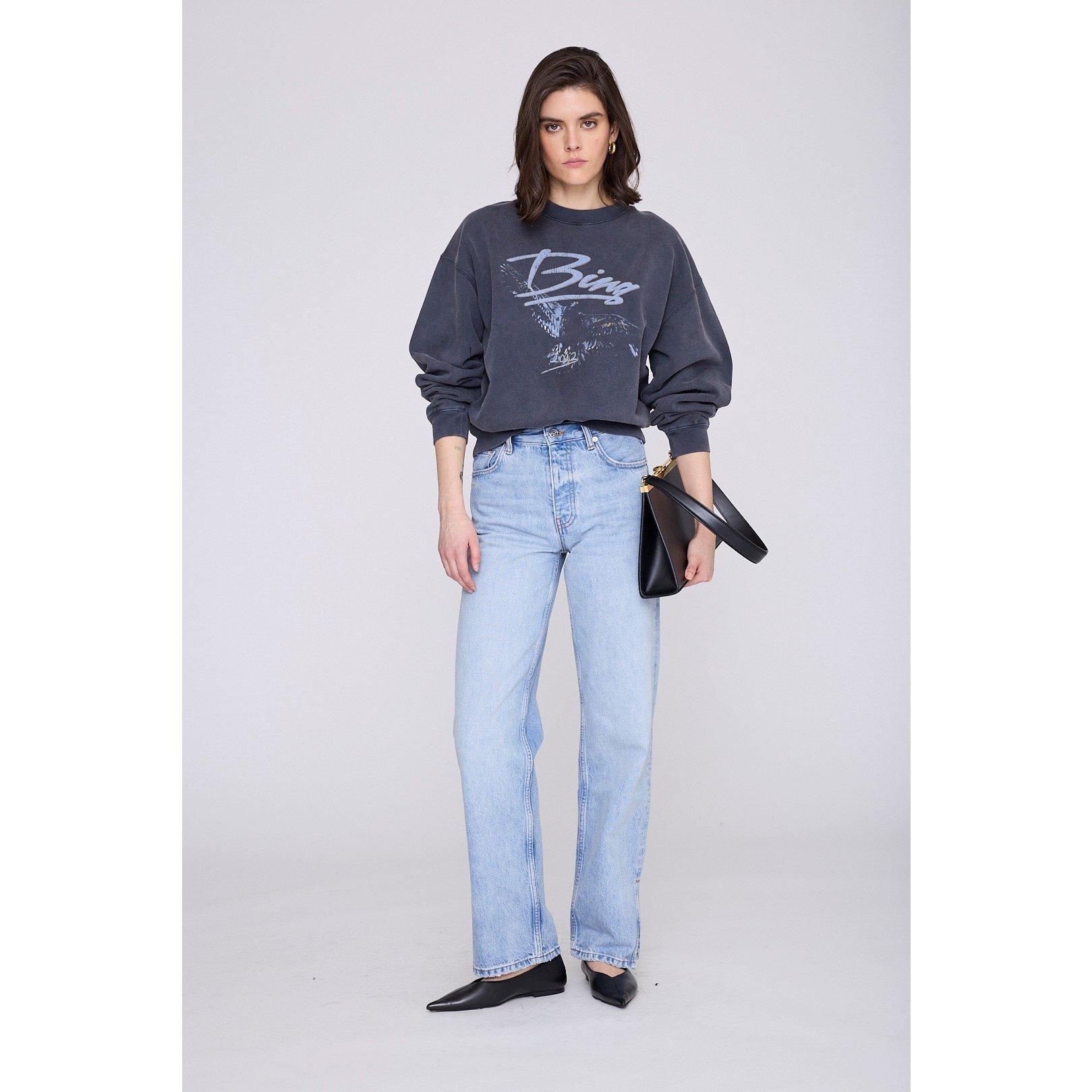 Anine Bing Women's Crew Sweatshirt - WASHED BLACK - Size 16 (XL)