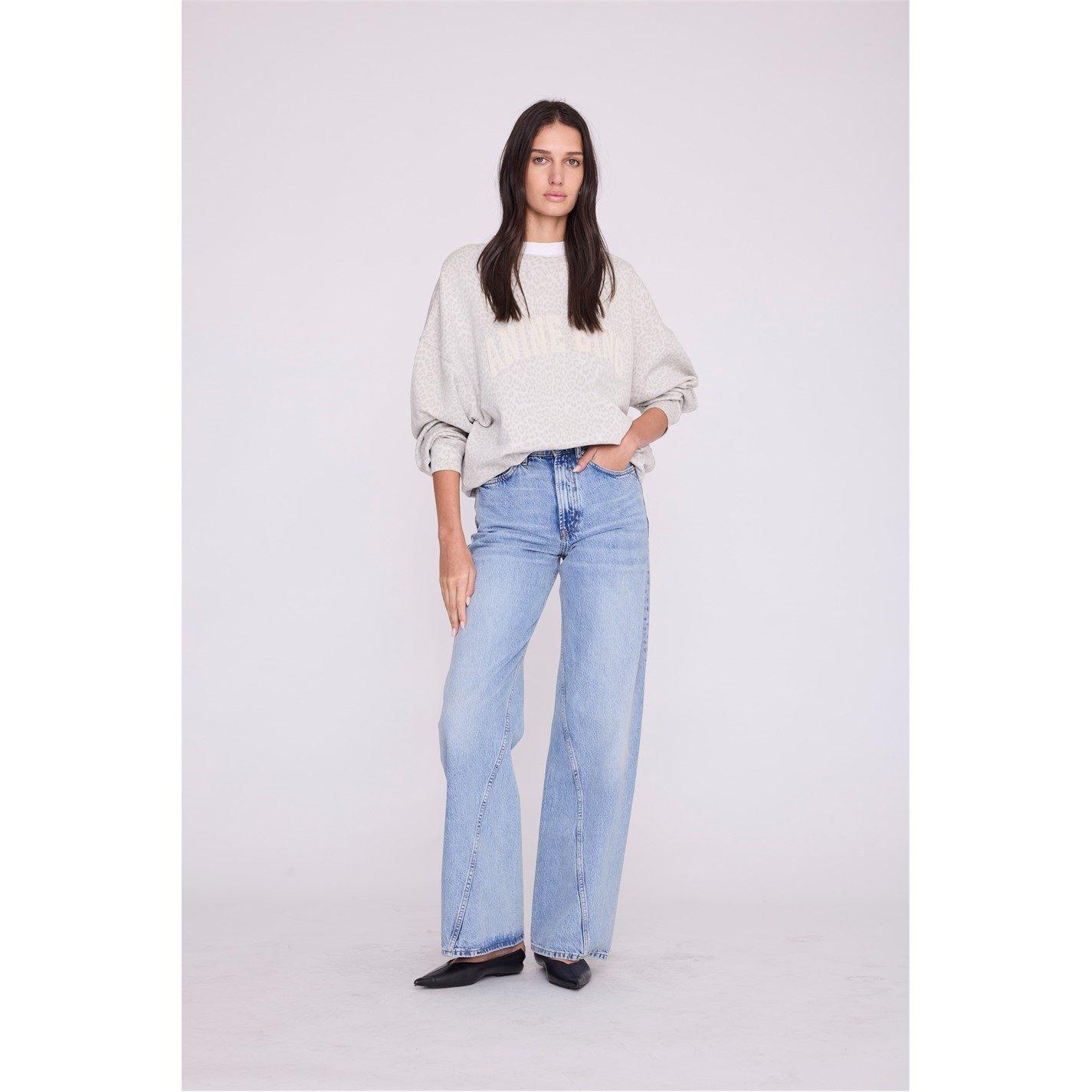 Anine Bing Womens Crew Sweatshirt - WASHED LEO - Size 12 (M)
