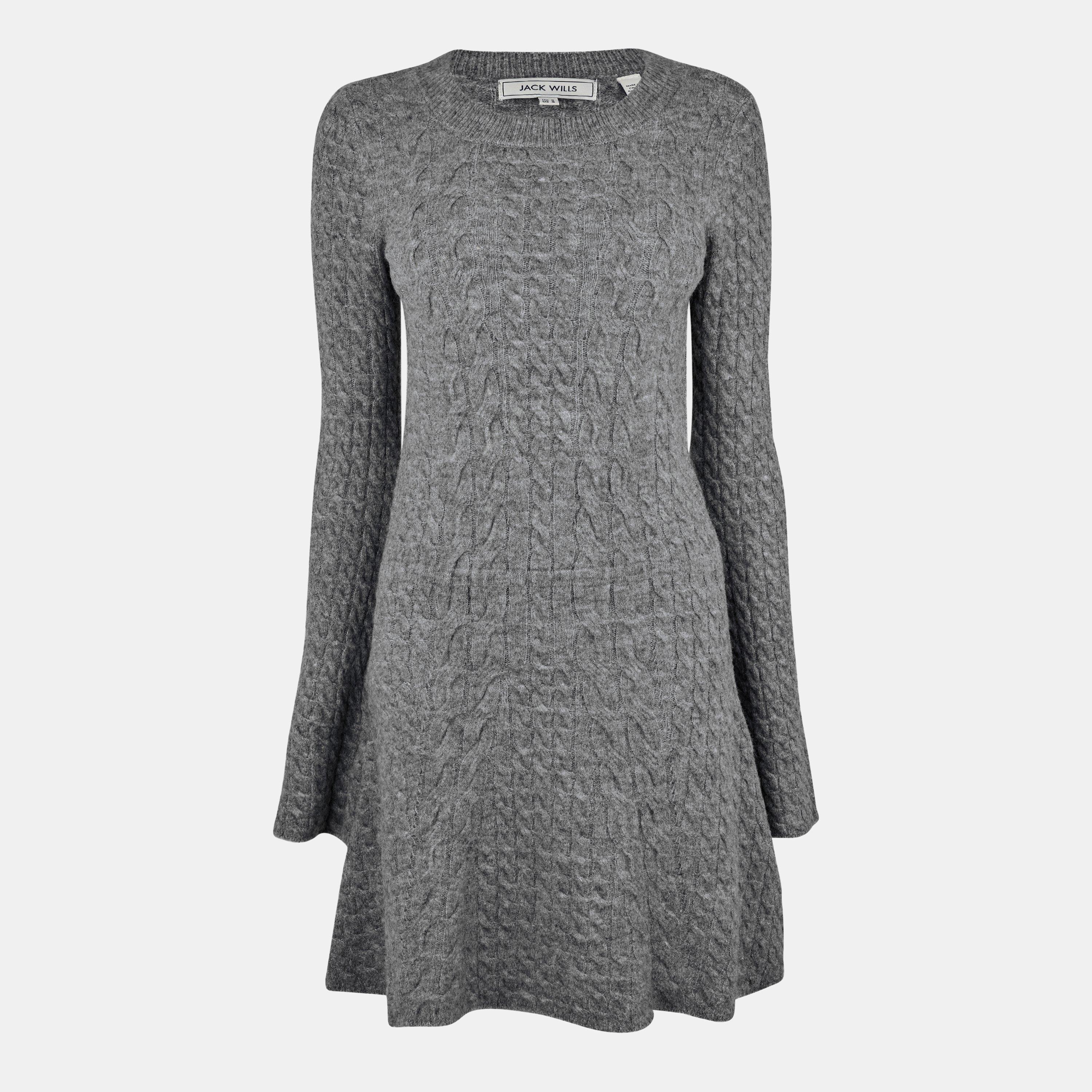 Houtskoolgrijs - Jack Wills - Women's Cable Mini Jumper Dress - 1