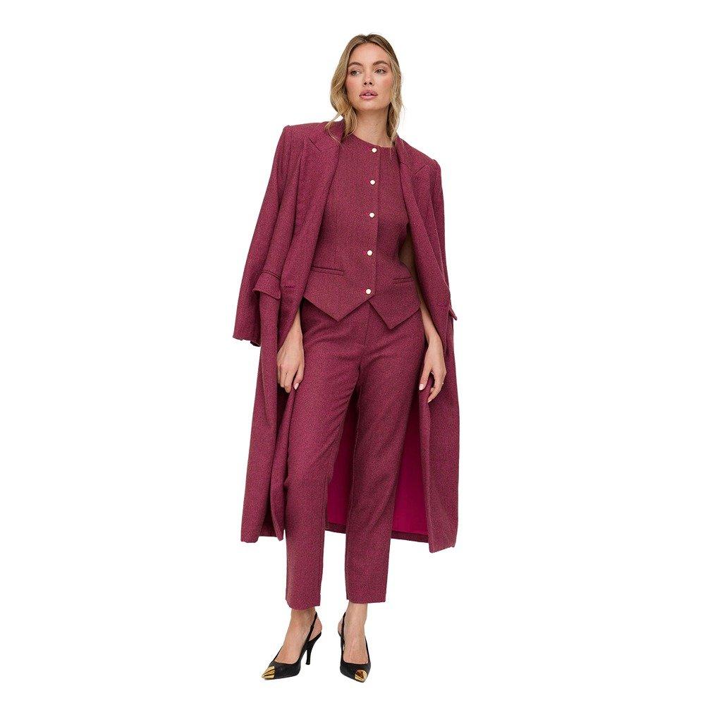 Pink - Lily and Lionel - Lily and Lionel Jakki Tailored Herringbone Print Coat In Pink - 1