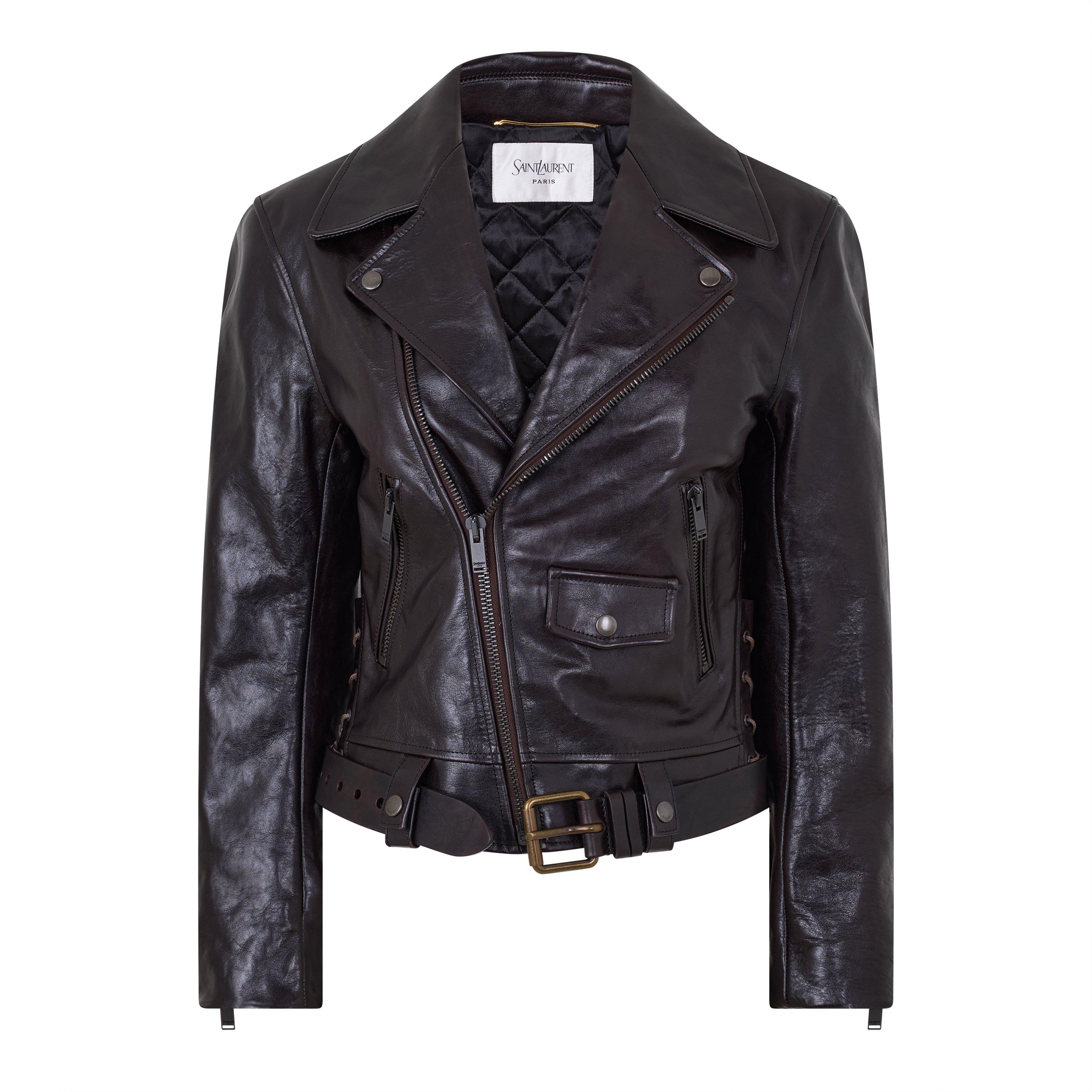 Marron Fonce - Saint Laurent - Women's Leather Jacket - 1