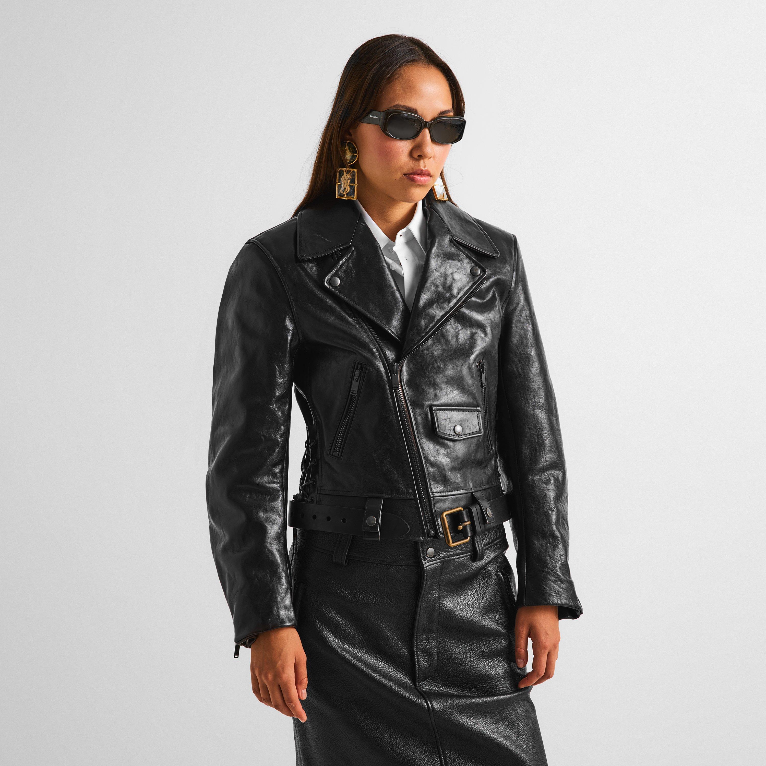 Marron Fonce - Saint Laurent - Women's Leather Jacket - 3