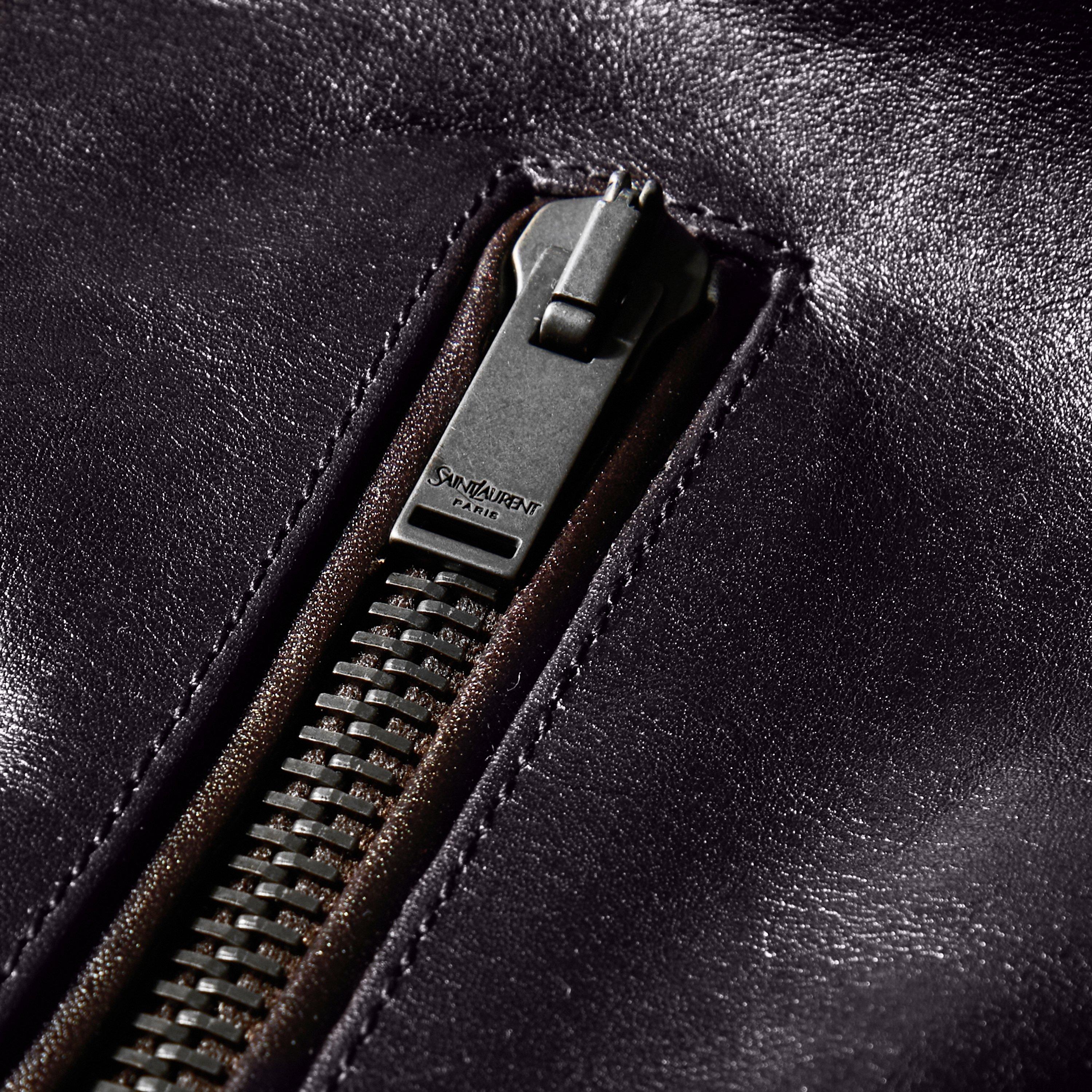 Marron Fonce - Saint Laurent - Women's Leather Jacket - 3