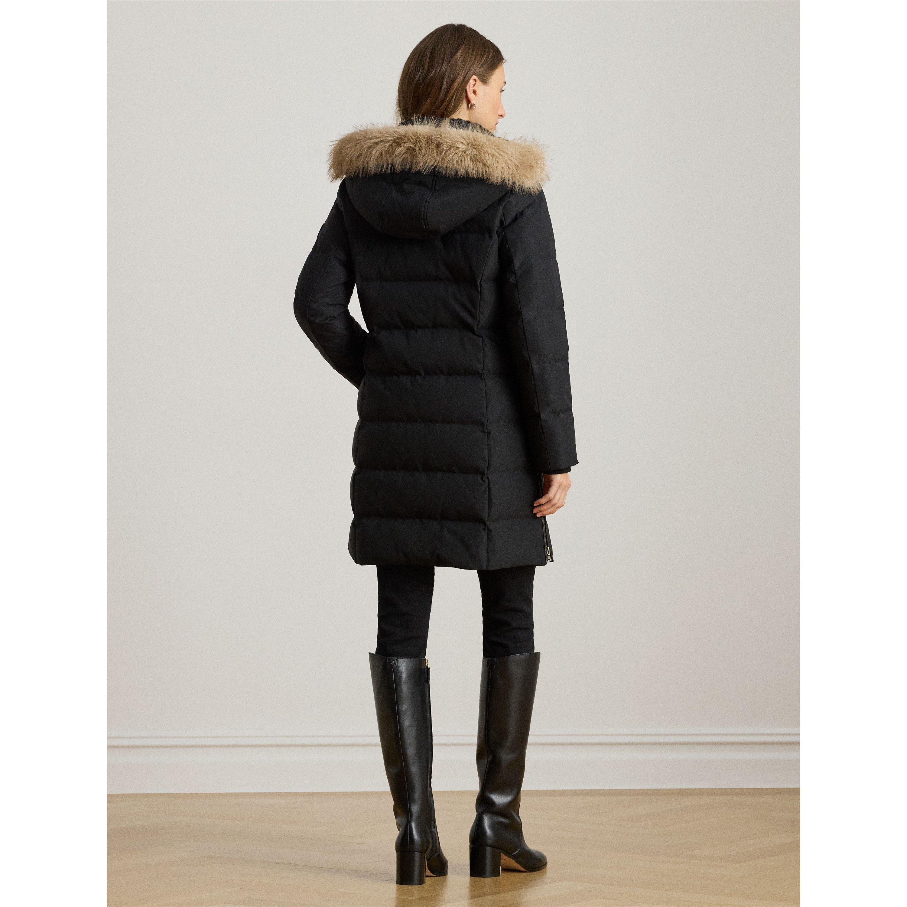 BLACK - Lauren by Ralph Lauren - LRL Fur Hd Coat Ld64 - 3