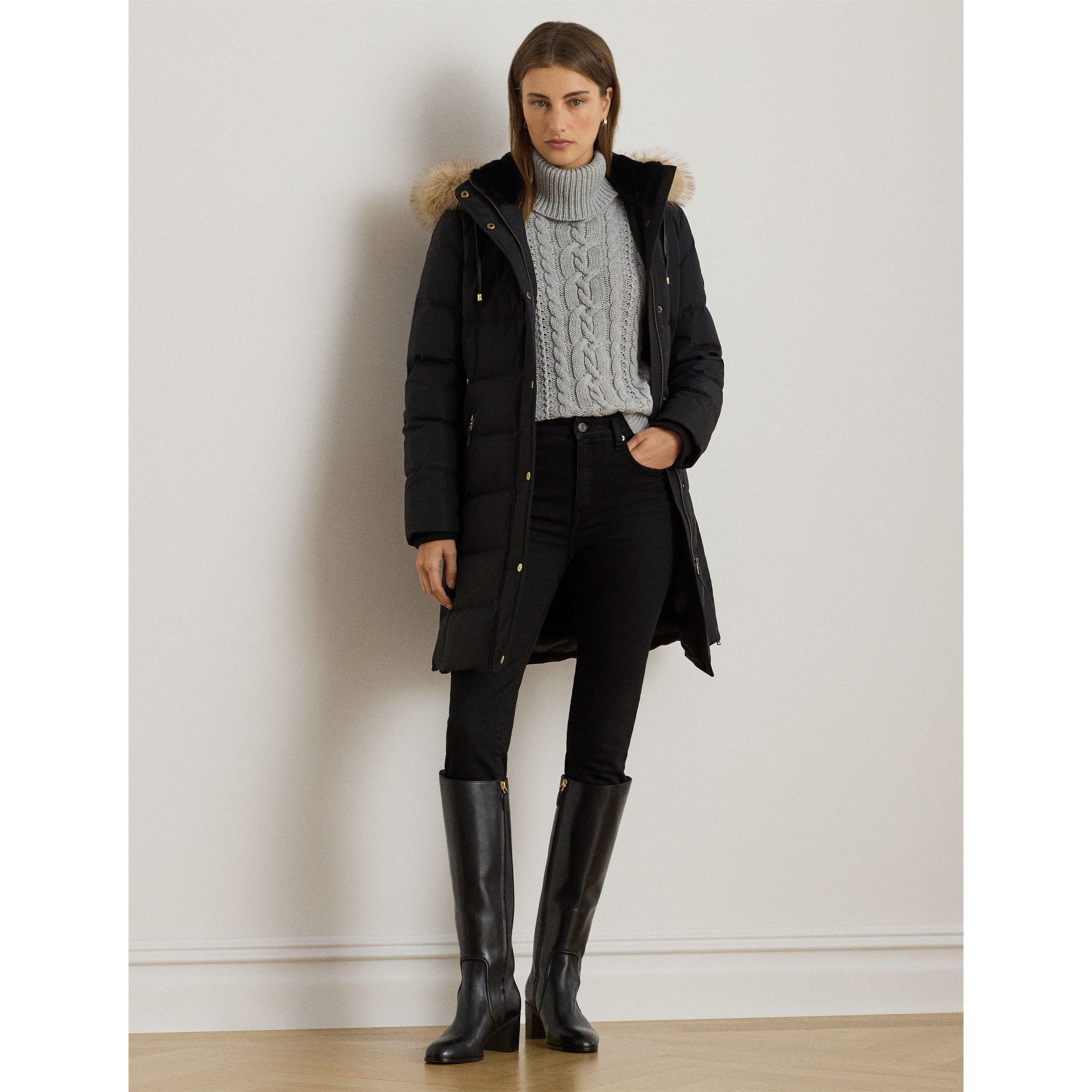 BLACK - Lauren by Ralph Lauren - LRL Fur Hd Coat Ld64 - 5