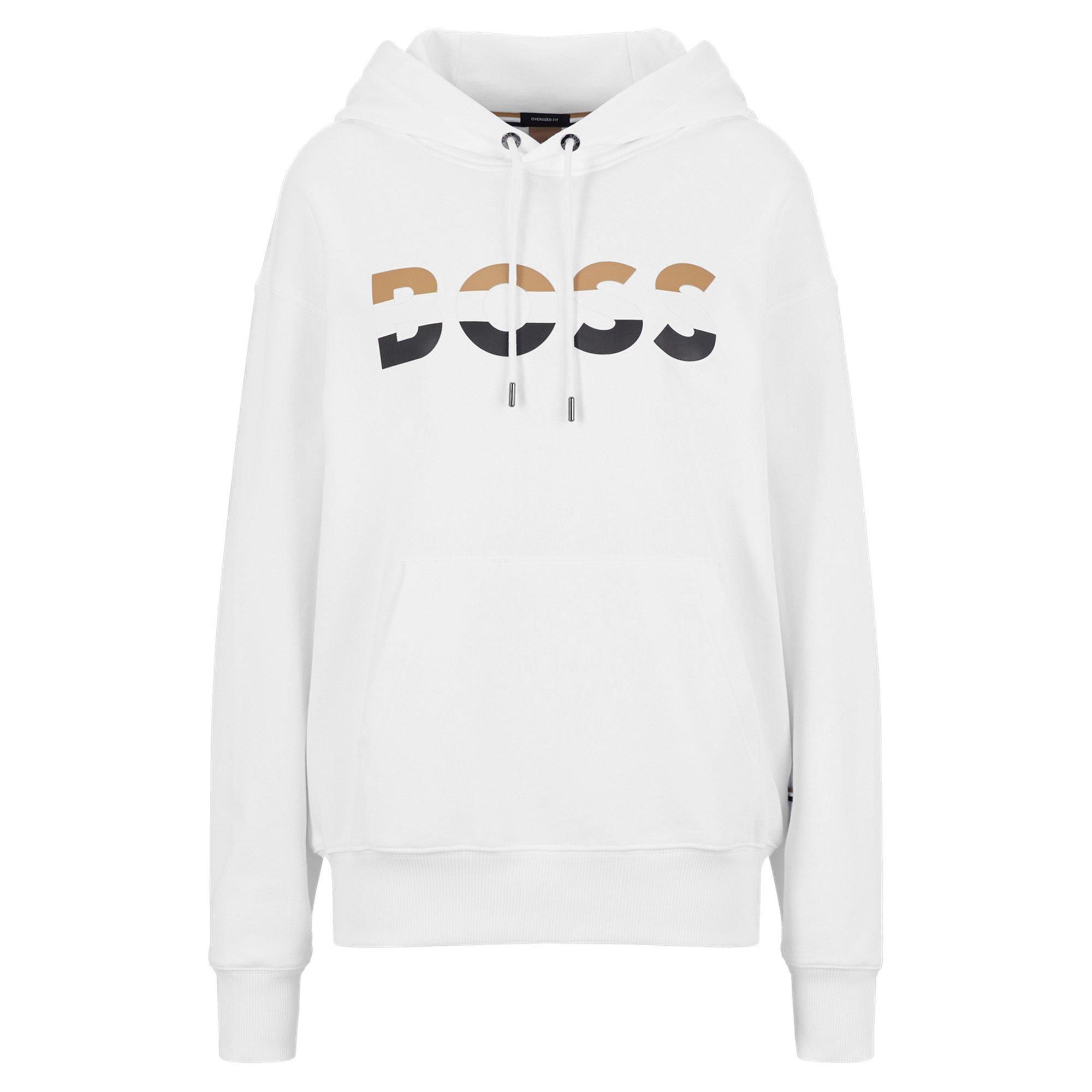 White 100 - Boss - Women's Iconic Hoodie, Printed Logo Design - 1