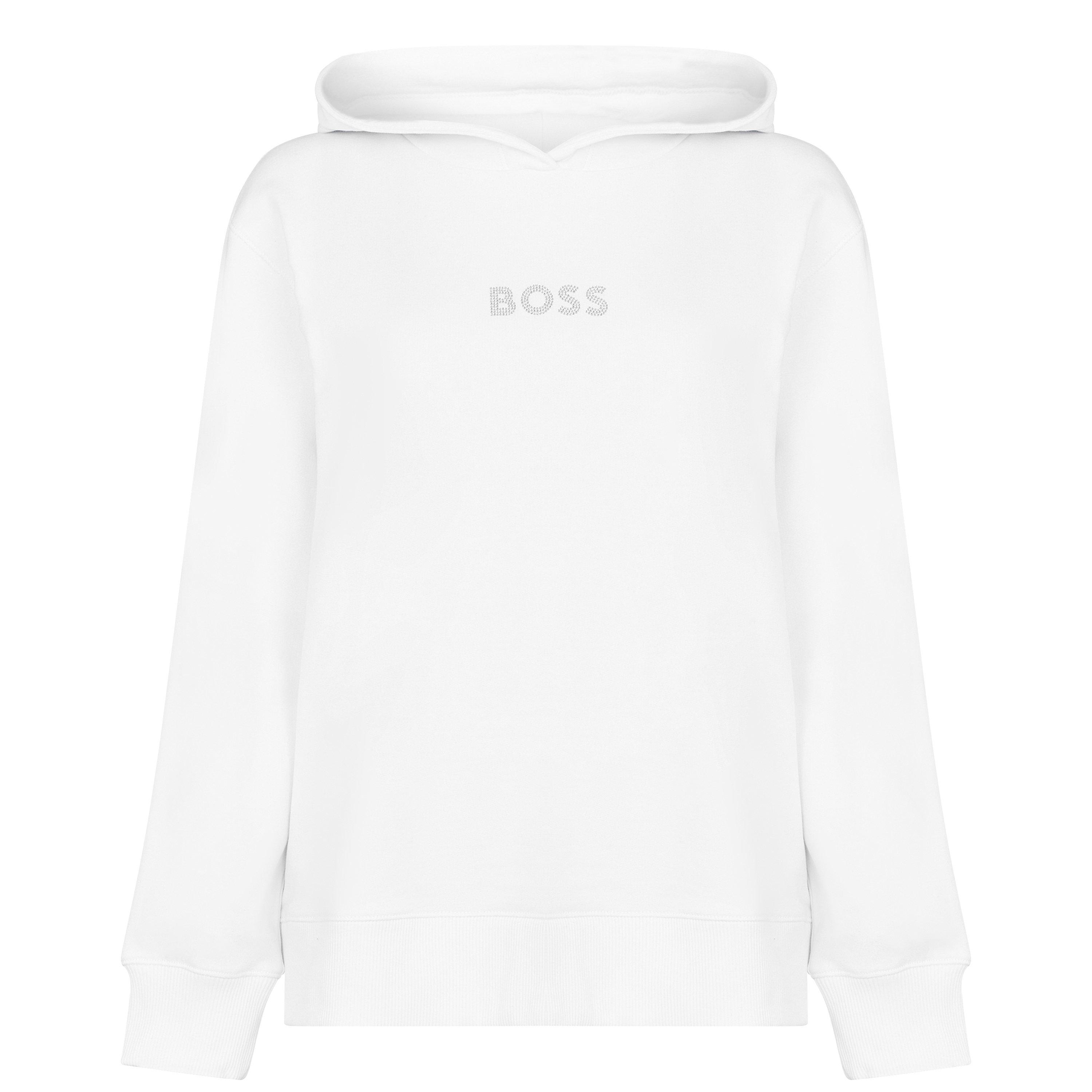 Boss Women's Edelight Hoodie, Clean Lines, Minimalist Design - White 100 - 14 (XL)