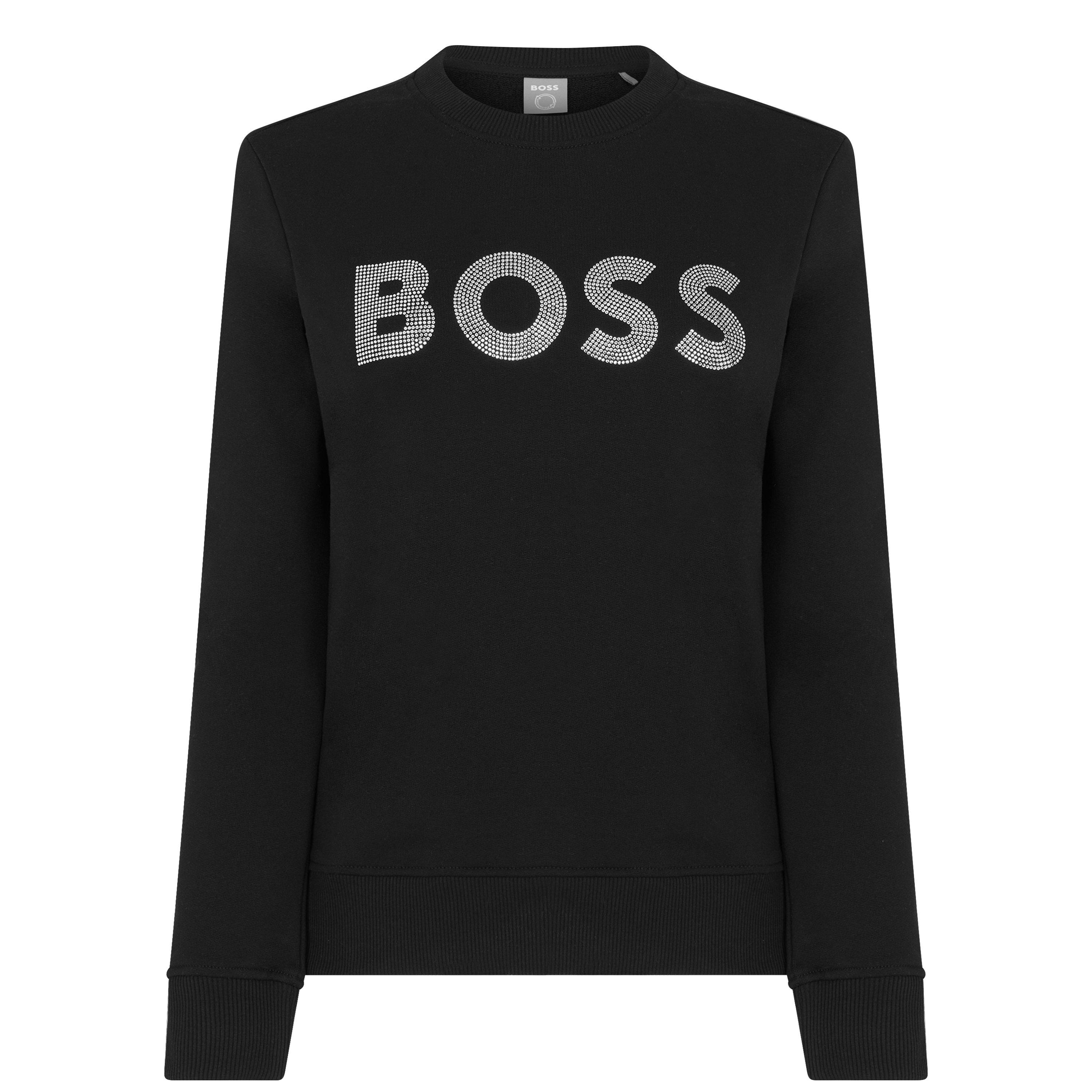 Black 001 - Boss - Women's Crew Sweatshirt, Sparkling Diamante - 1