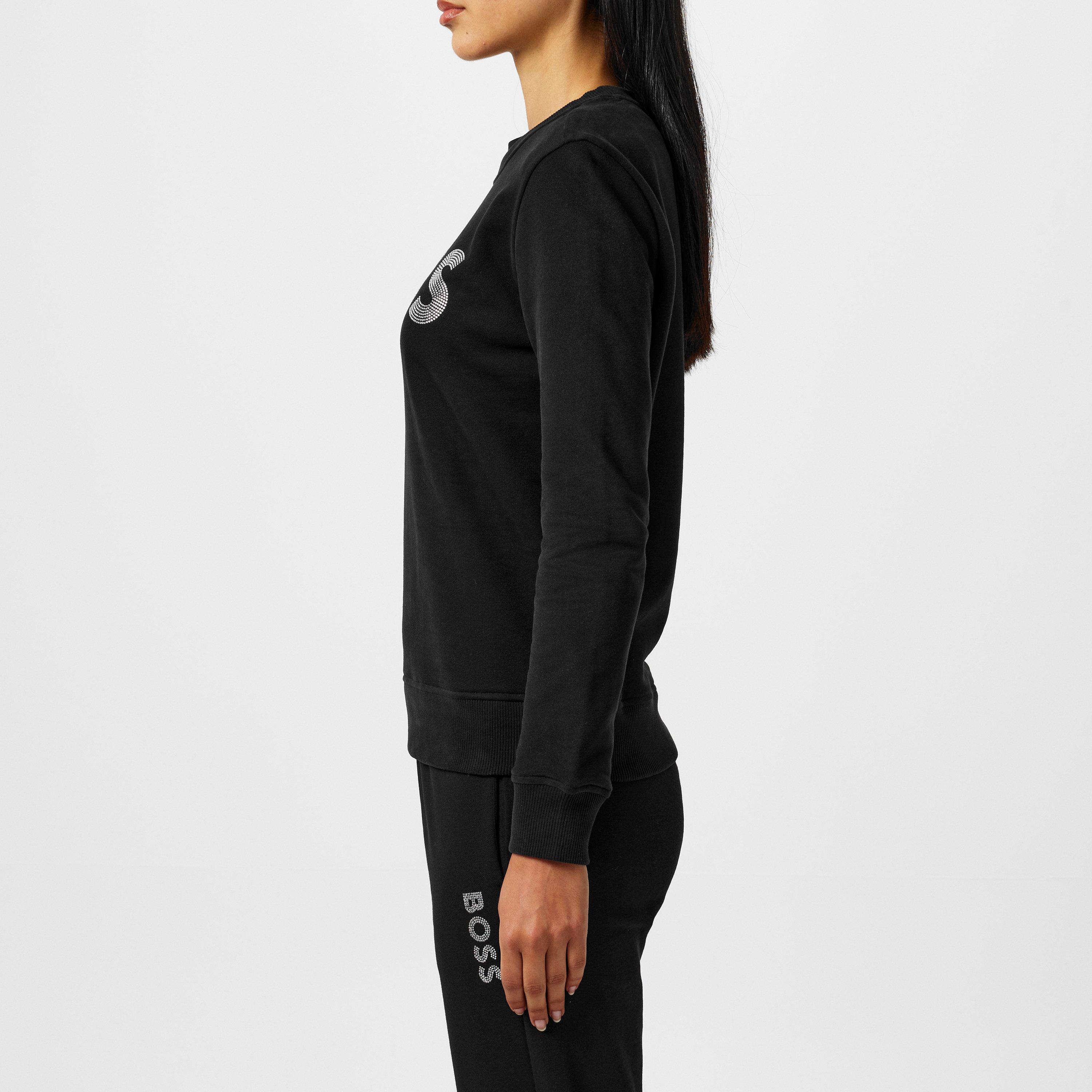 Black 001 - Boss - Women's Crew Sweatshirt, Sparkling Diamante - 2