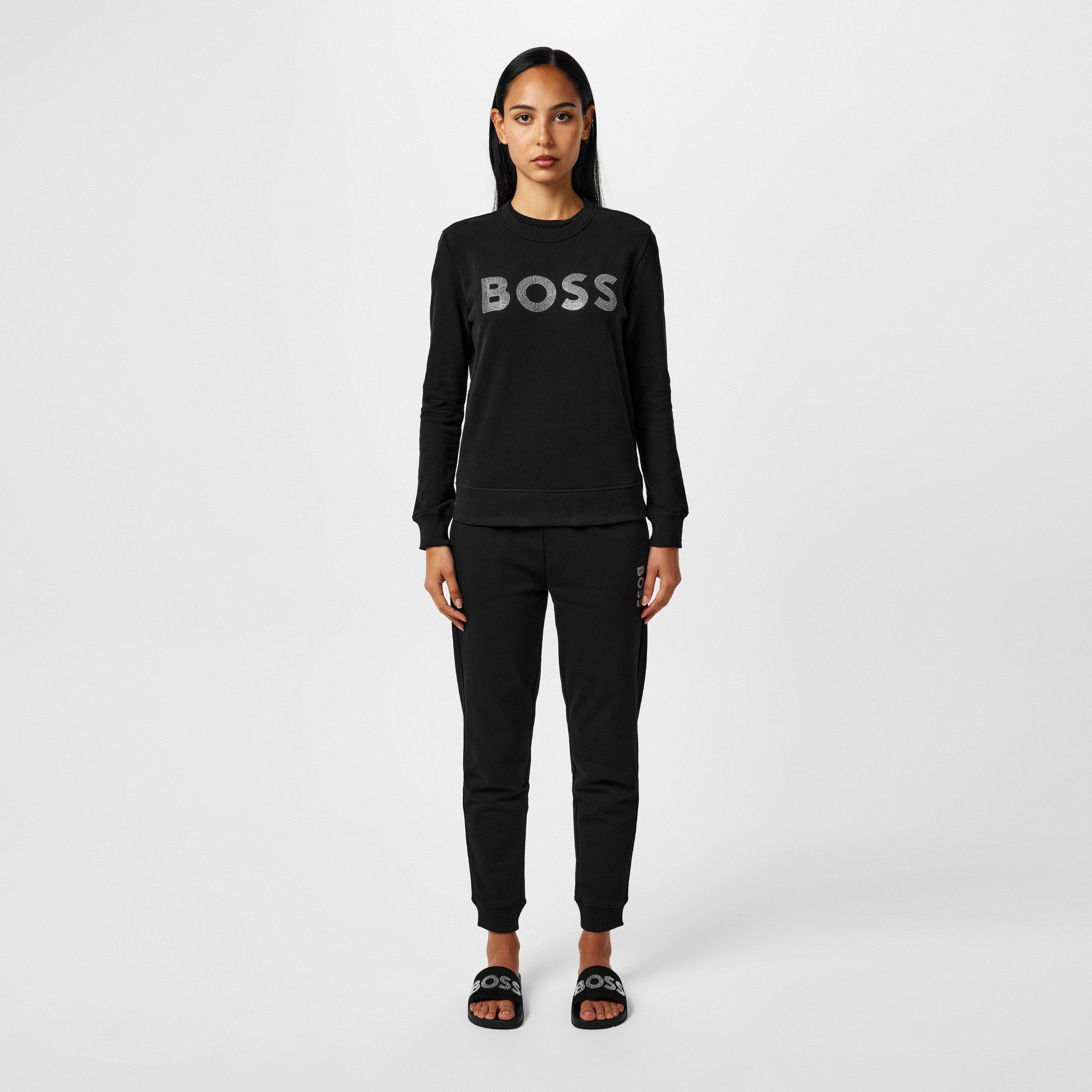 Black 001 - Boss - Women's Crew Sweatshirt, Sparkling Diamante - 4