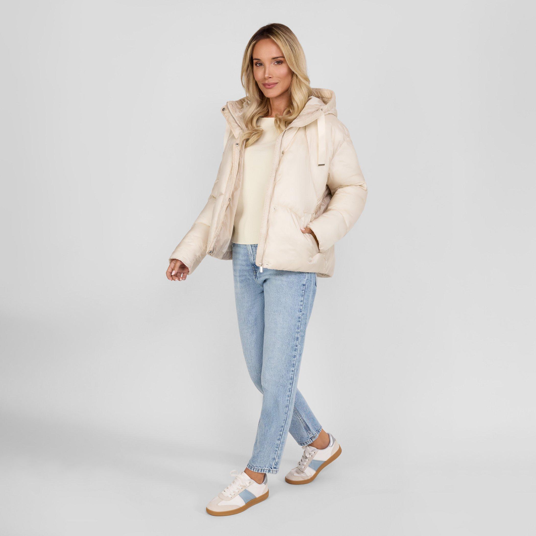 Stone - Minoti - Women short padded jacket with hood curved stitching grey - 4