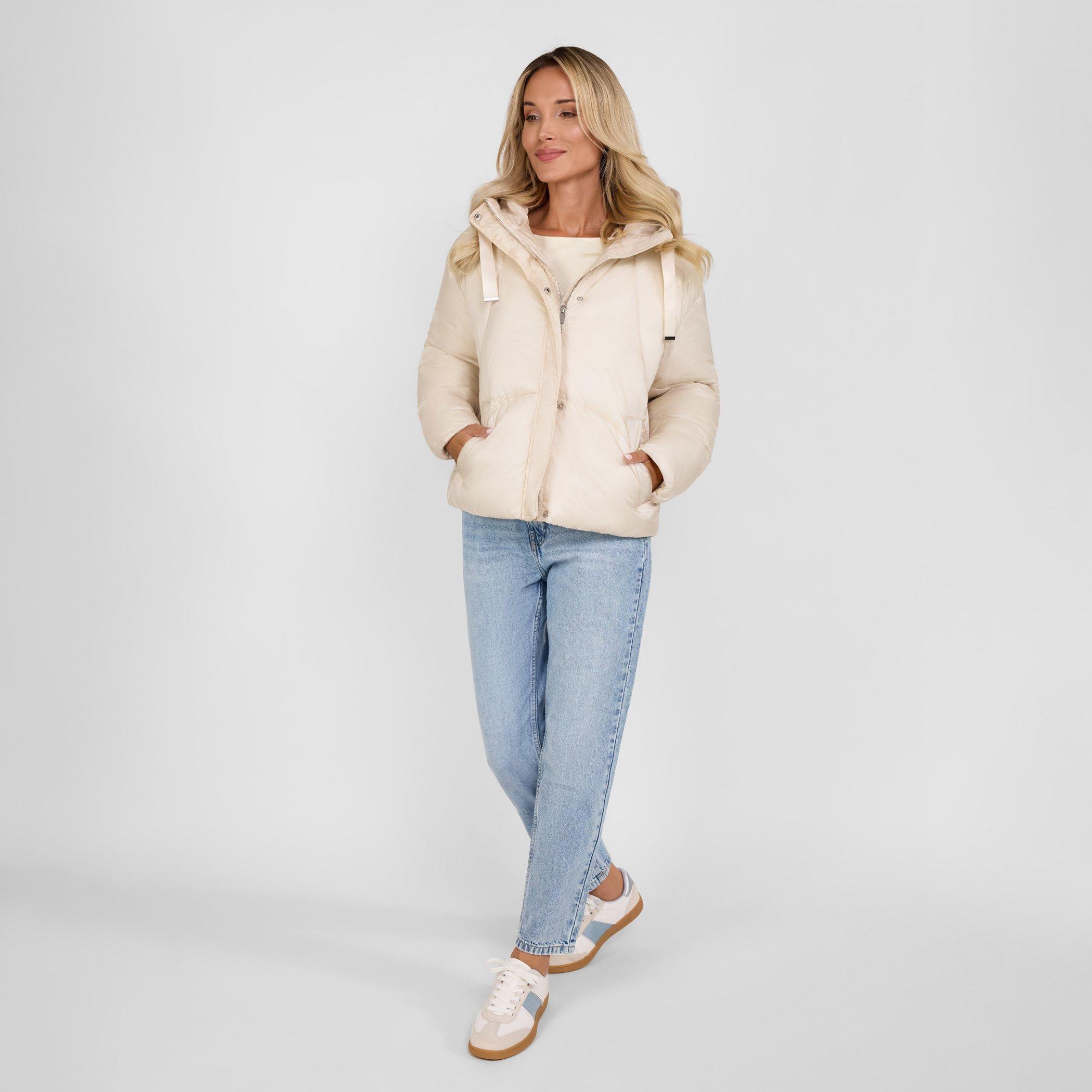 Stone - Minoti - Women short padded jacket with hood curved stitching grey - 5