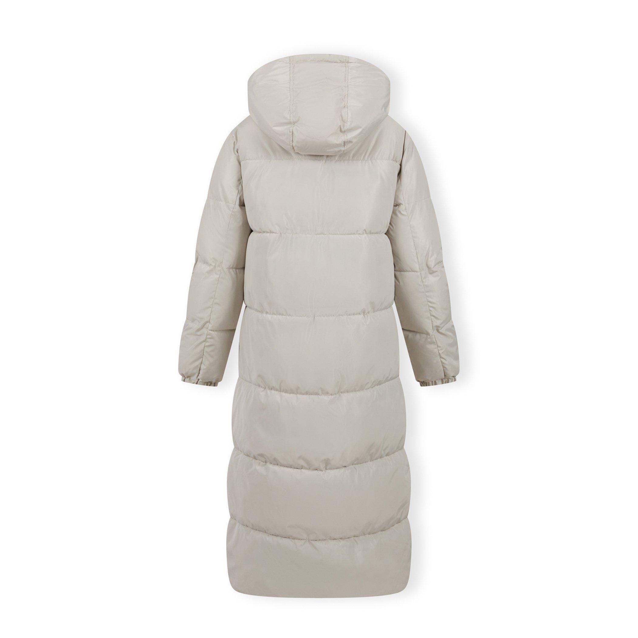 Off White - Minoti - Women long quilted winter jacket with drawstring hood and zippers cream - 3