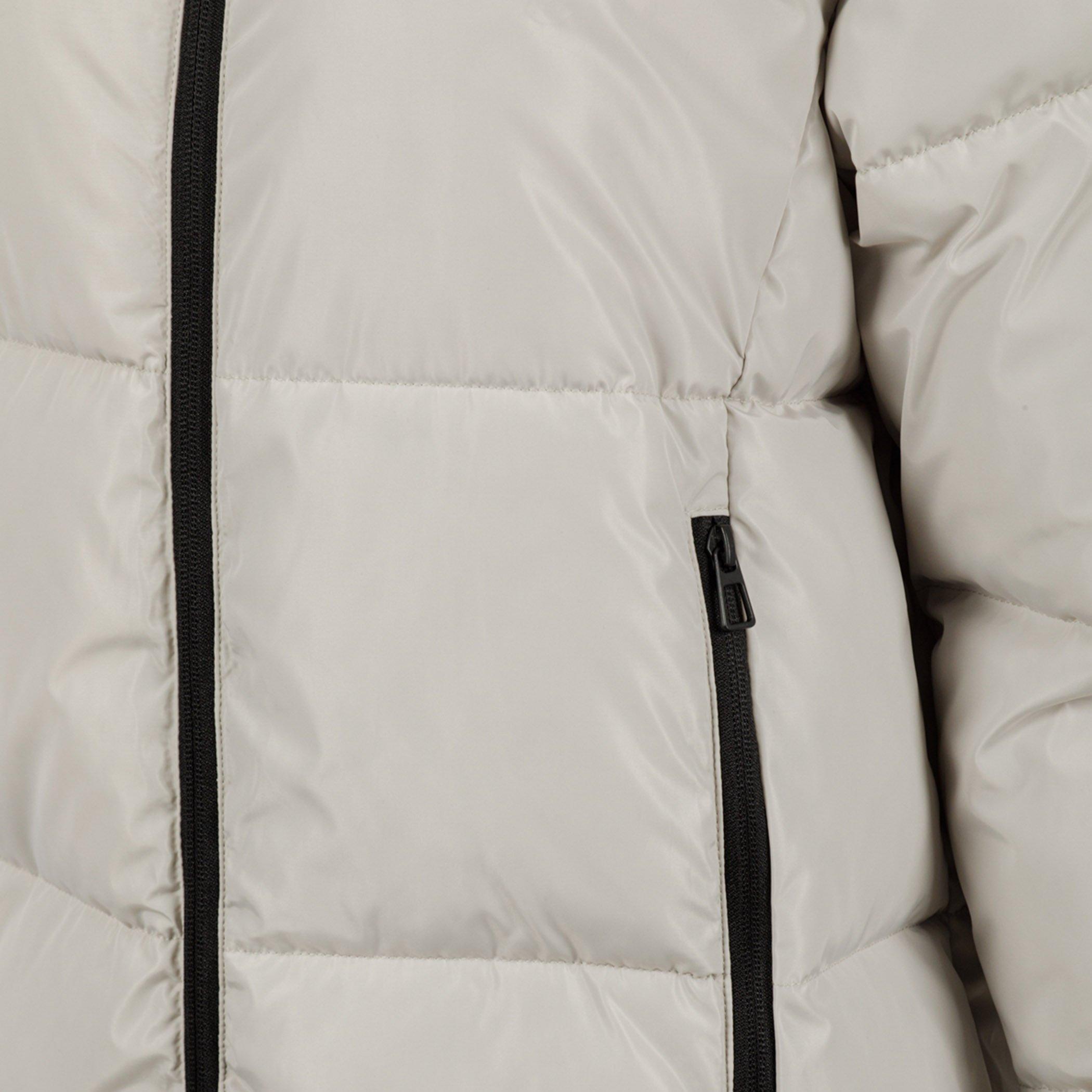 Off White - Minoti - Women long quilted winter jacket with drawstring hood and zippers cream - 5