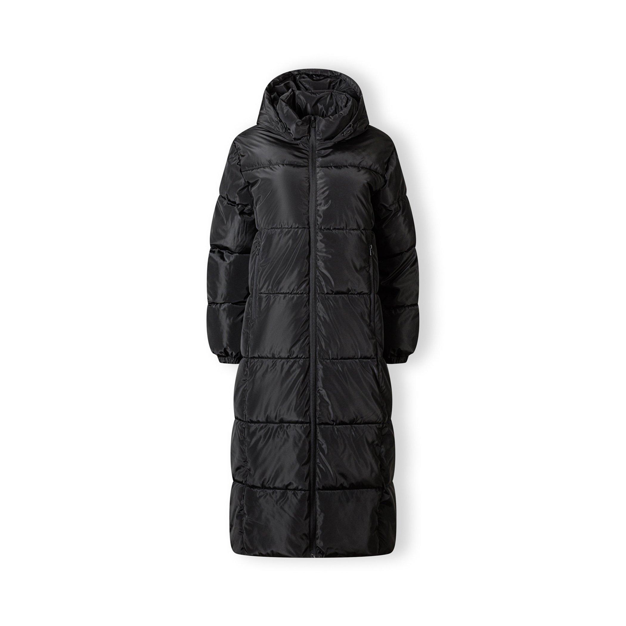 Minoti Women's Long Quilted Winter Jacket With Drawstring Hood Black - 16 (XL)
