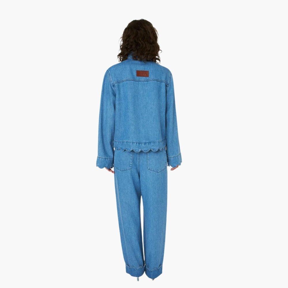 302 Light Blue - Stella Nova - Stella Nova Washed Blue Shirt with Scallop Edge - Light Blue - 2