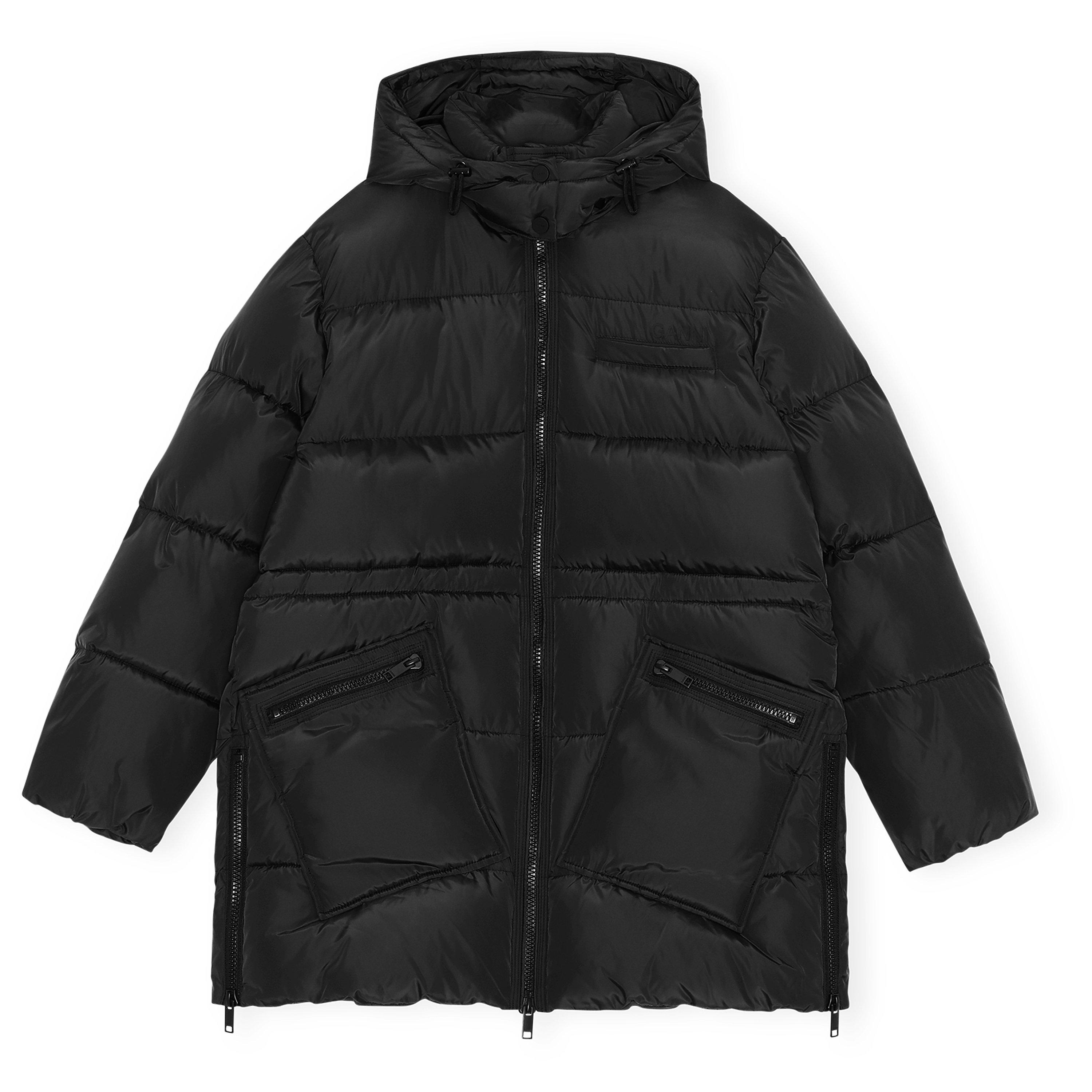 BLACK - Ganni - Women's Tech Oversized Long Sleeve Short Puffer Jacket - 5