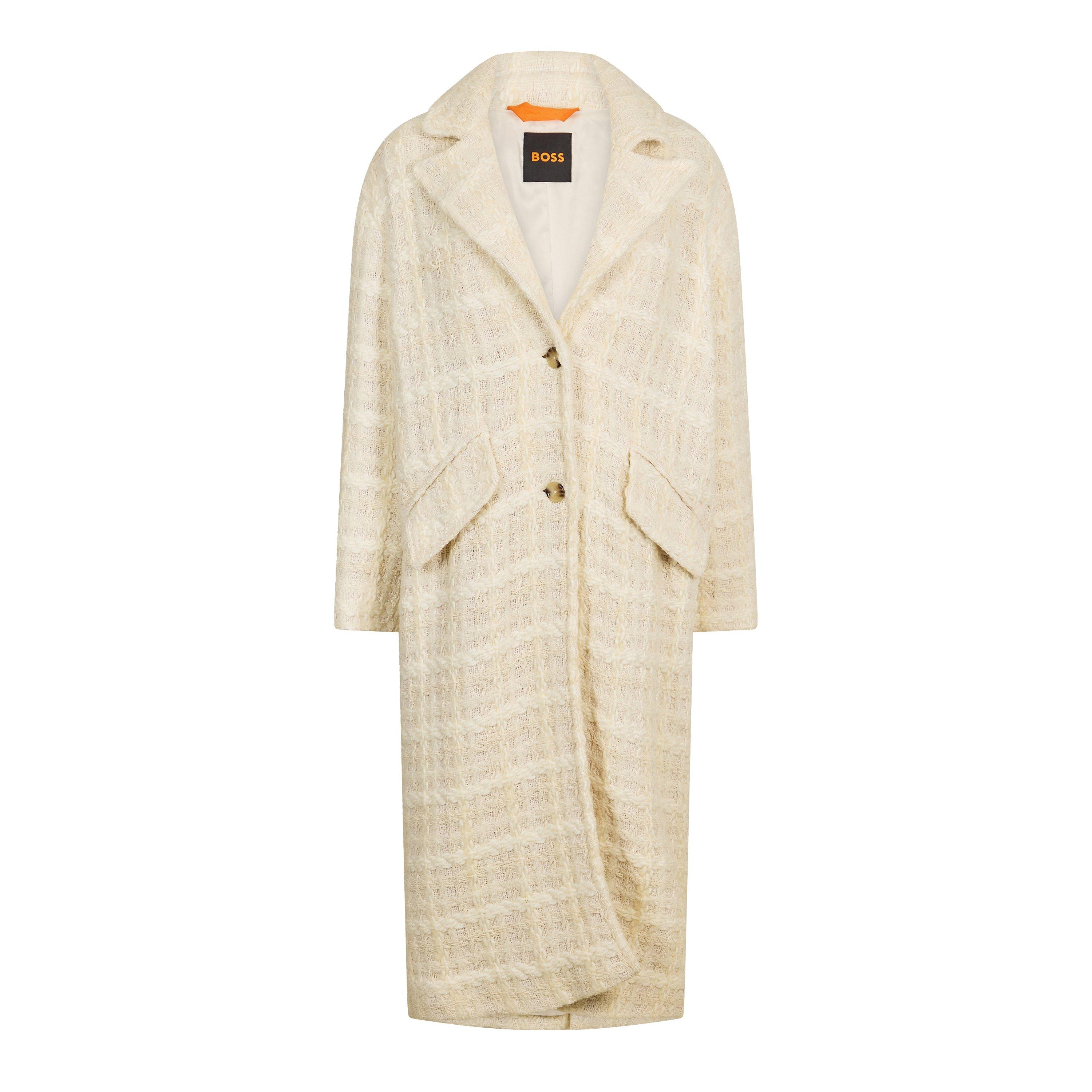 Boss Women's C Covallina 10261961 01 Overcoat - Open White - 10 (M)