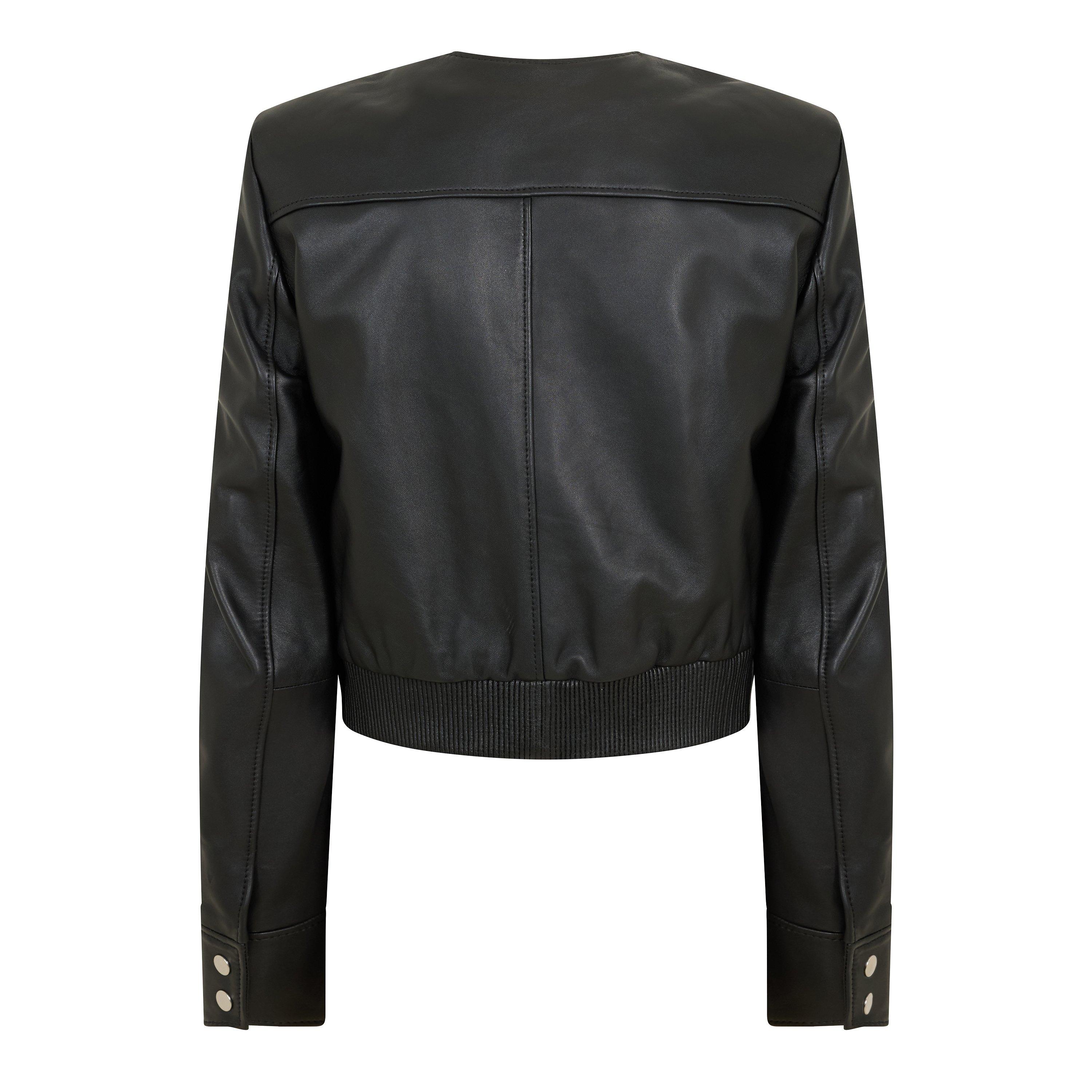 Black - Boss - Samarie 10232509 01 Leather Jacket Womens - 2