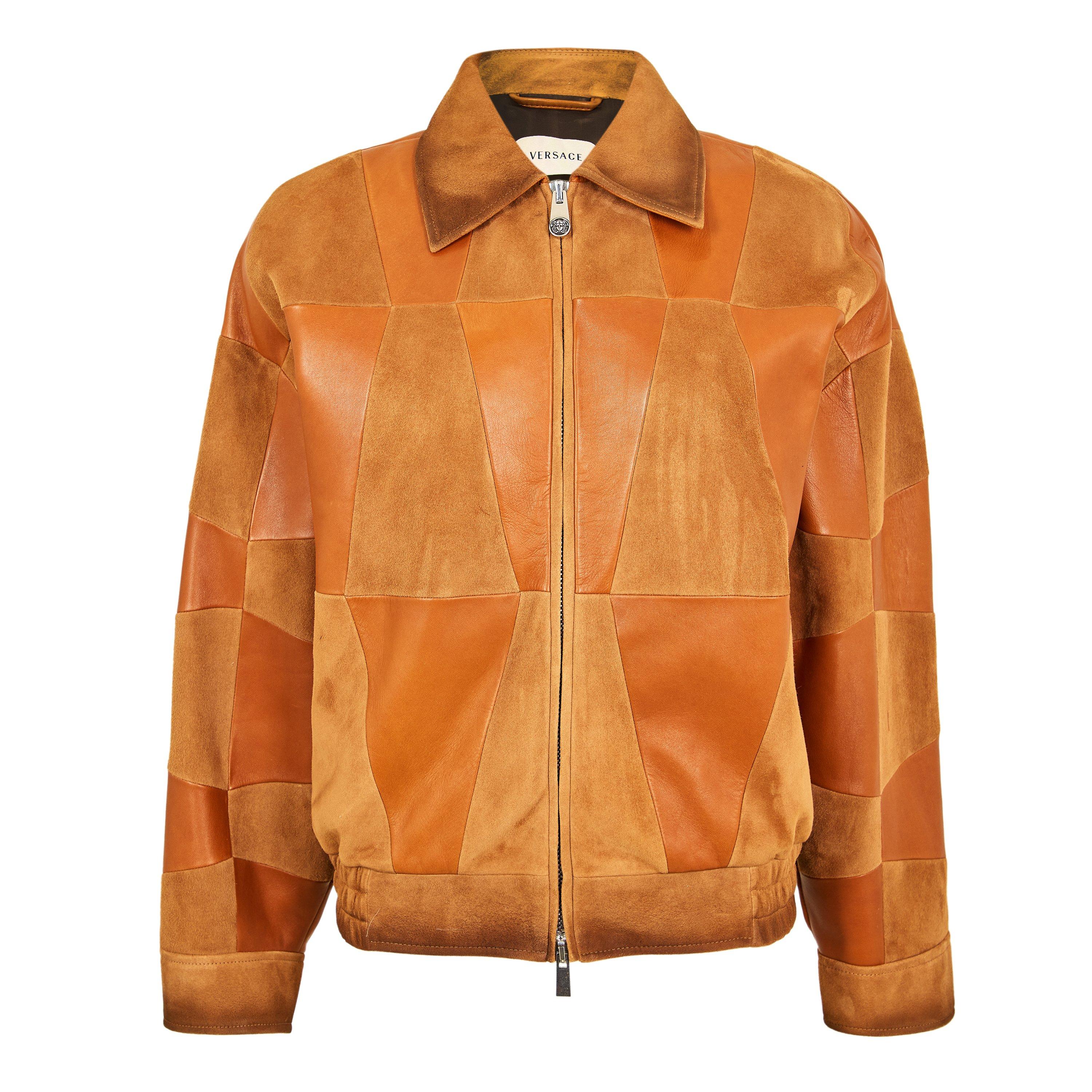 Tan - Versace - Women's Diamond Leather Jacket - 1