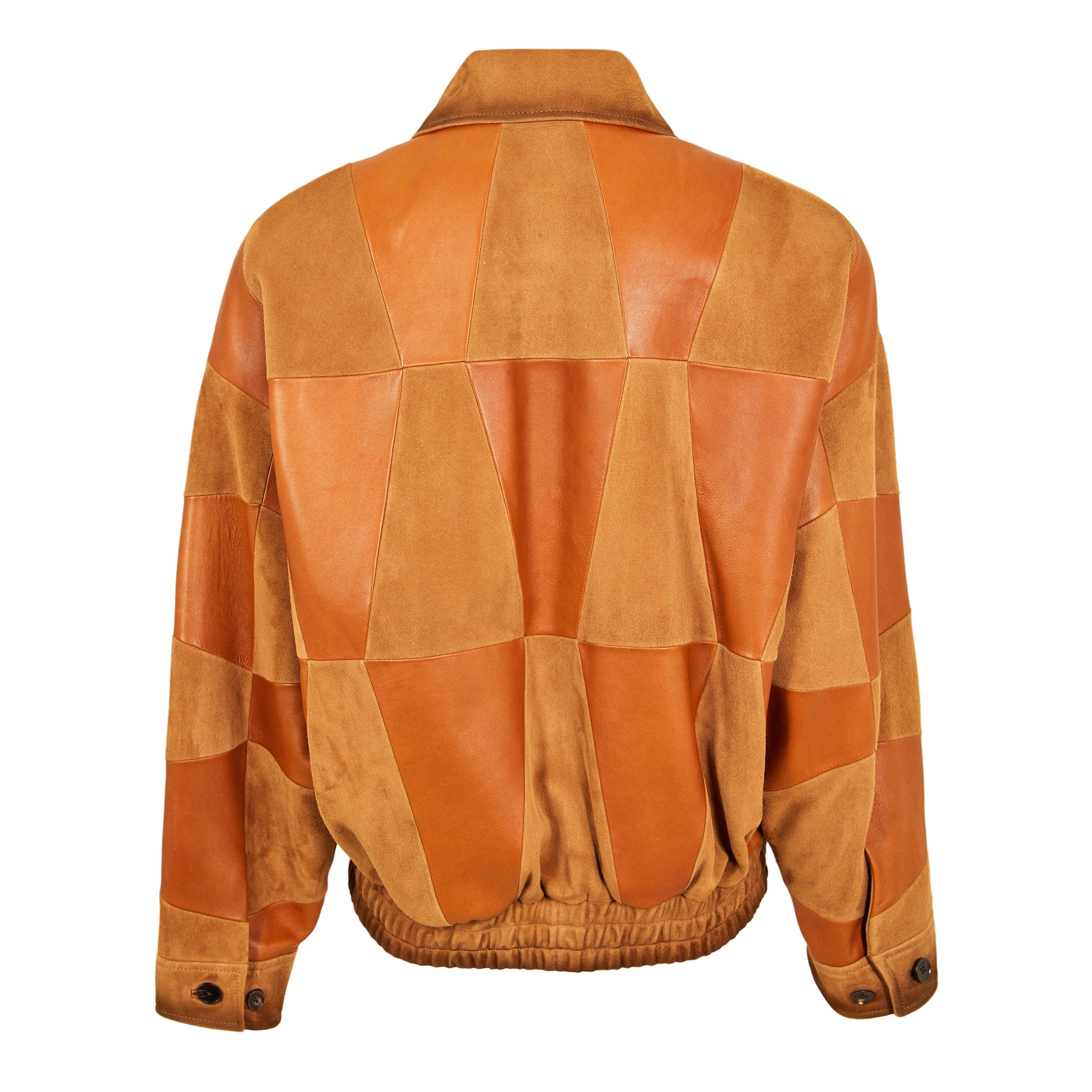 Tan - Versace - Women's Diamond Leather Jacket - 2