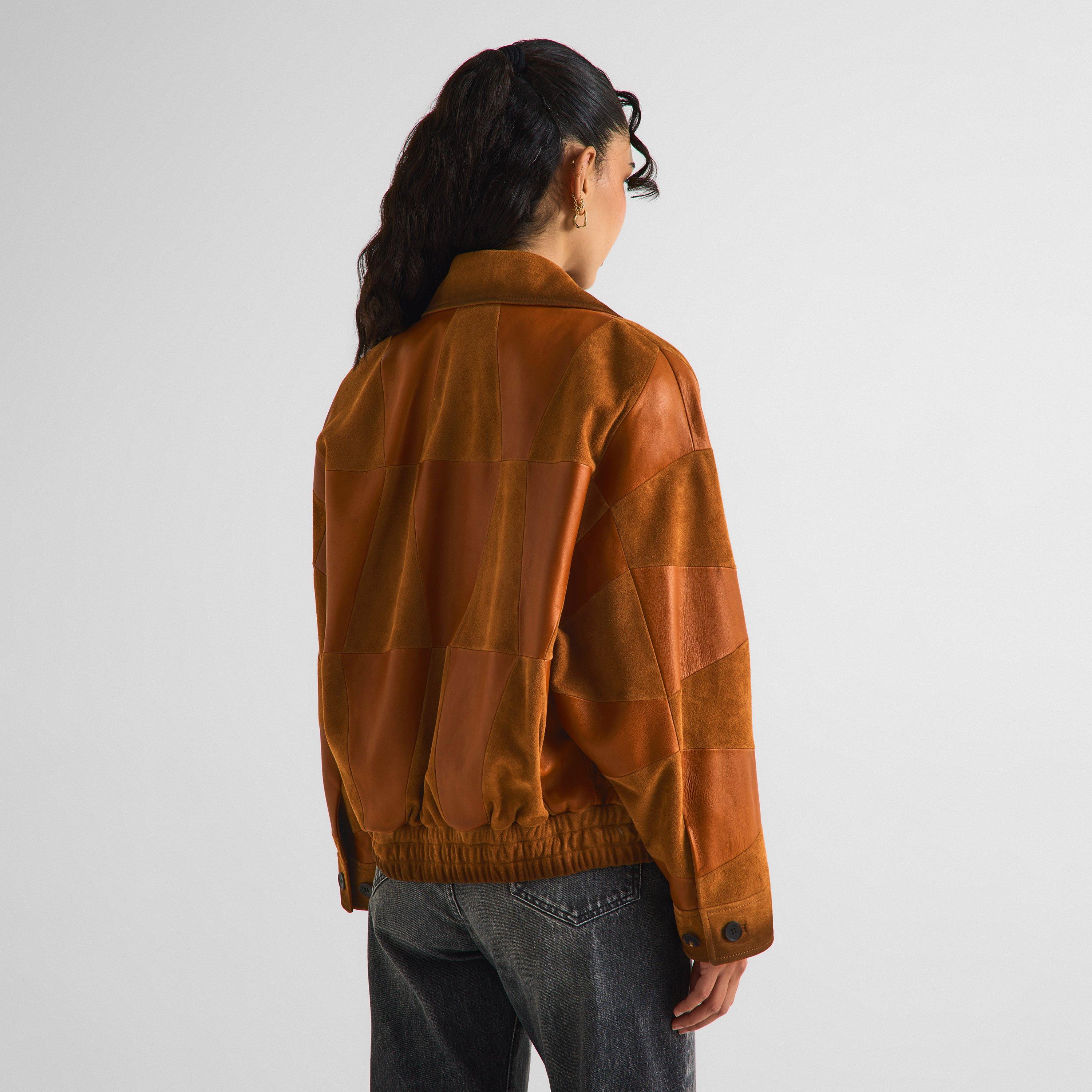 Tan - Versace - Women's Diamond Leather Jacket - 4