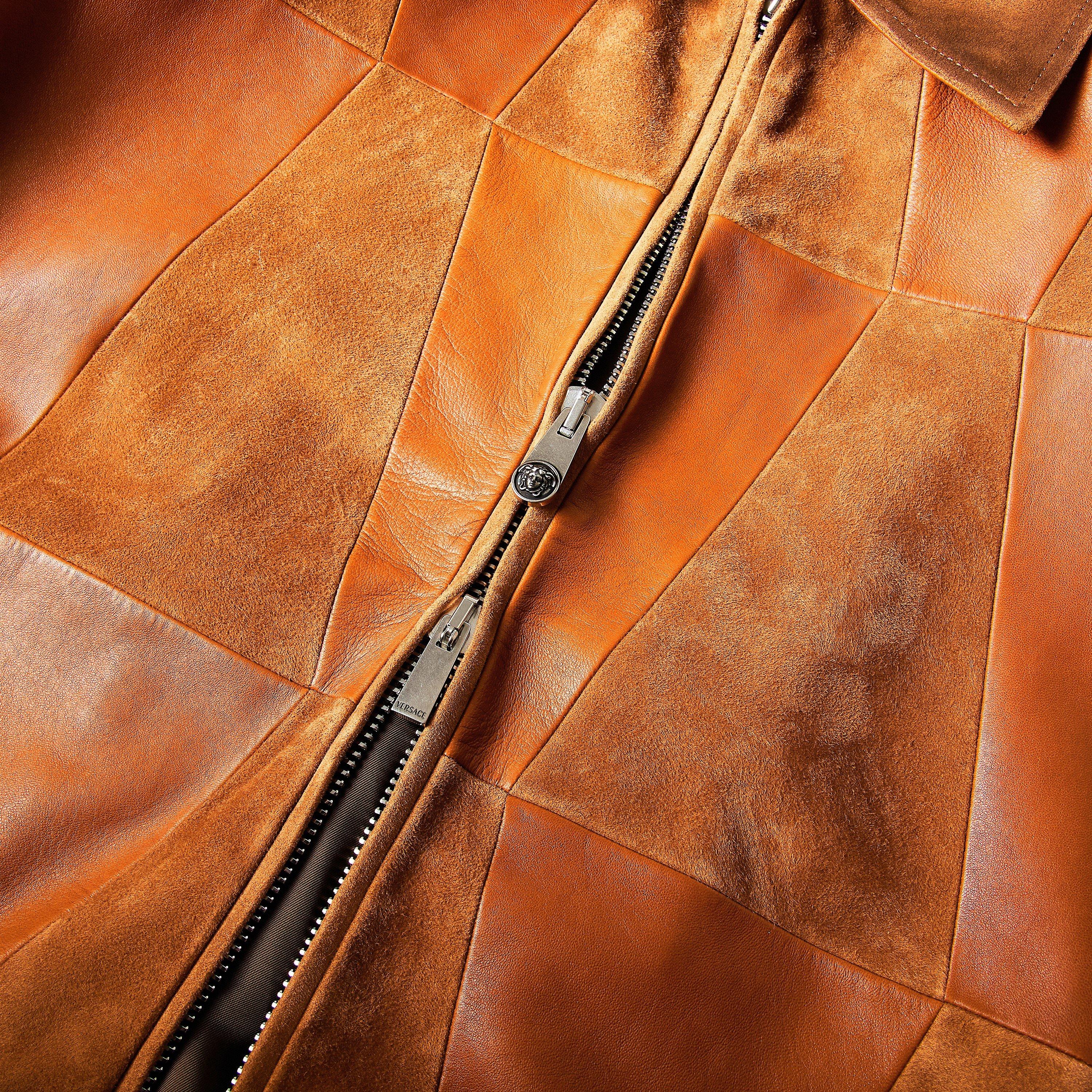 Tan - Versace - Women's Diamond Leather Jacket - 3