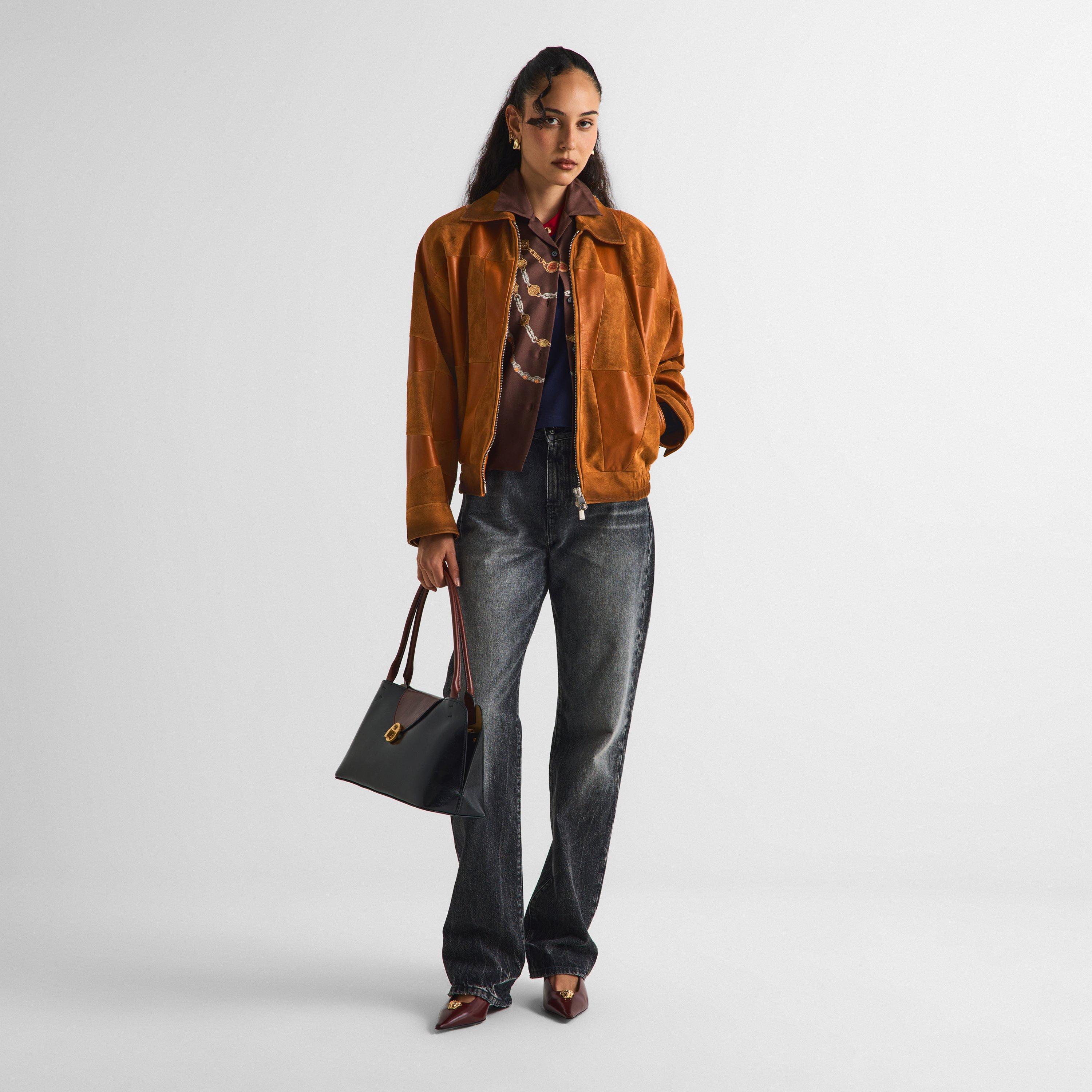 Tan - Versace - Women's Diamond Leather Jacket - 6
