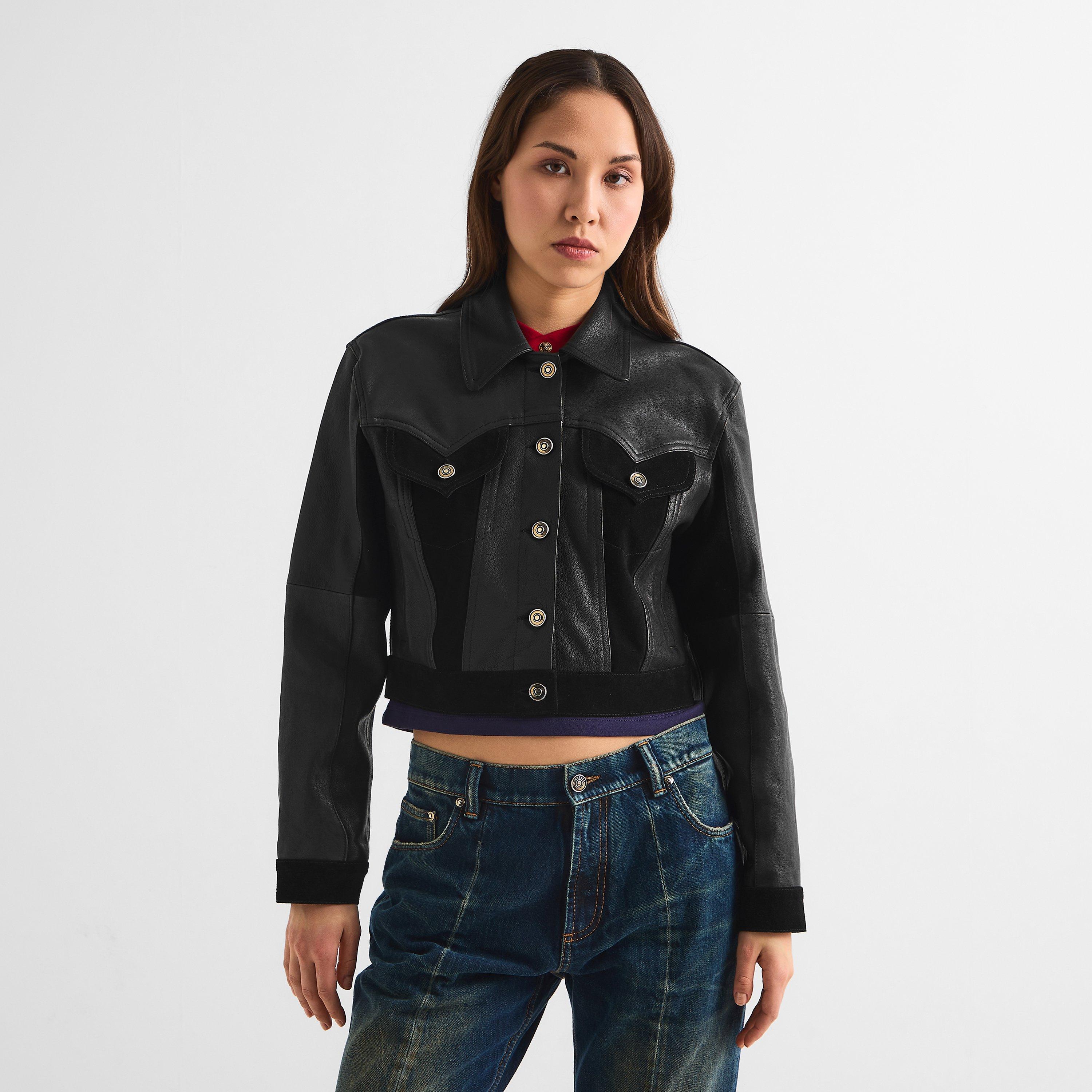 Black - Versace - Womens Leather Slim Blouson - 3