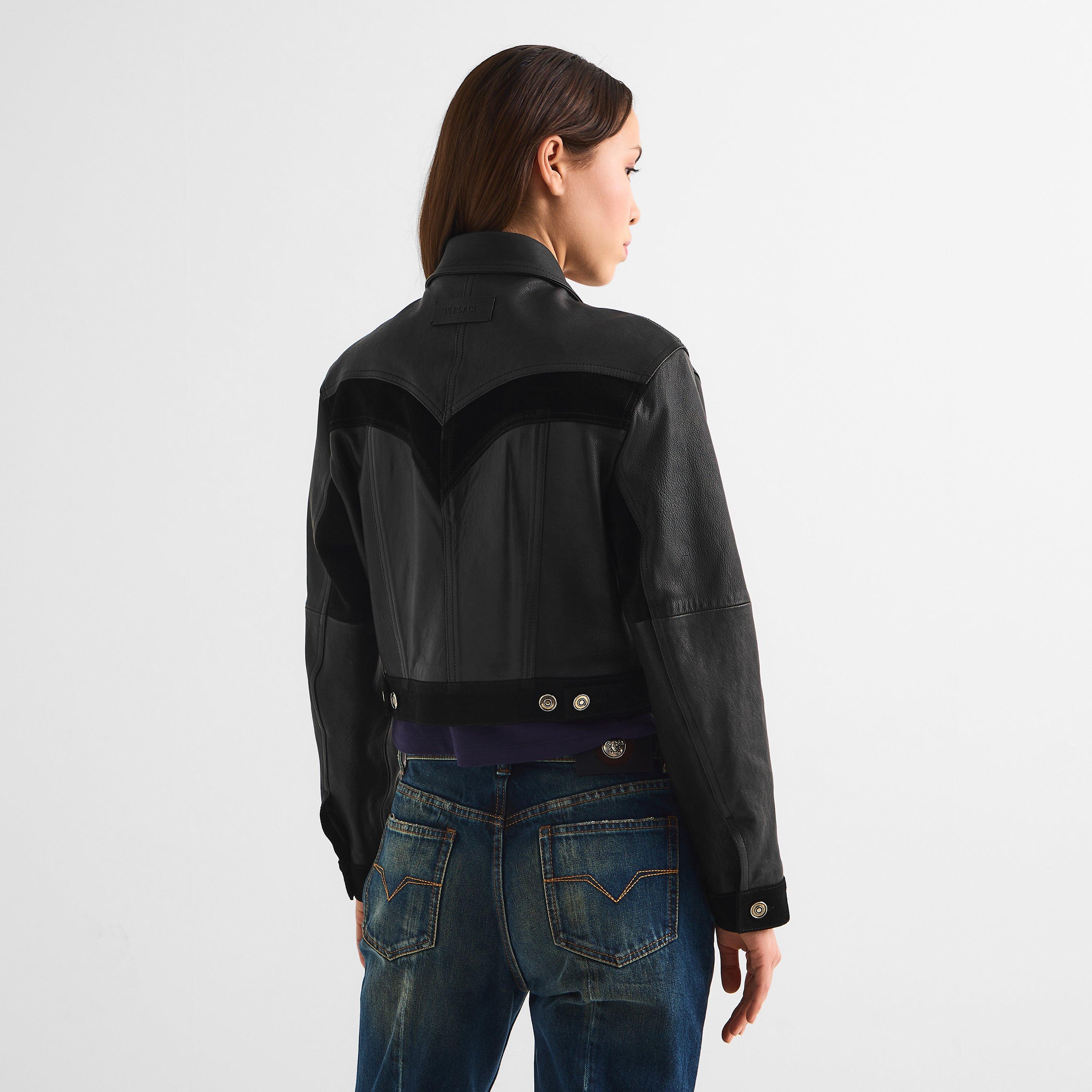 Black - Versace - Womens Leather Slim Blouson - 4