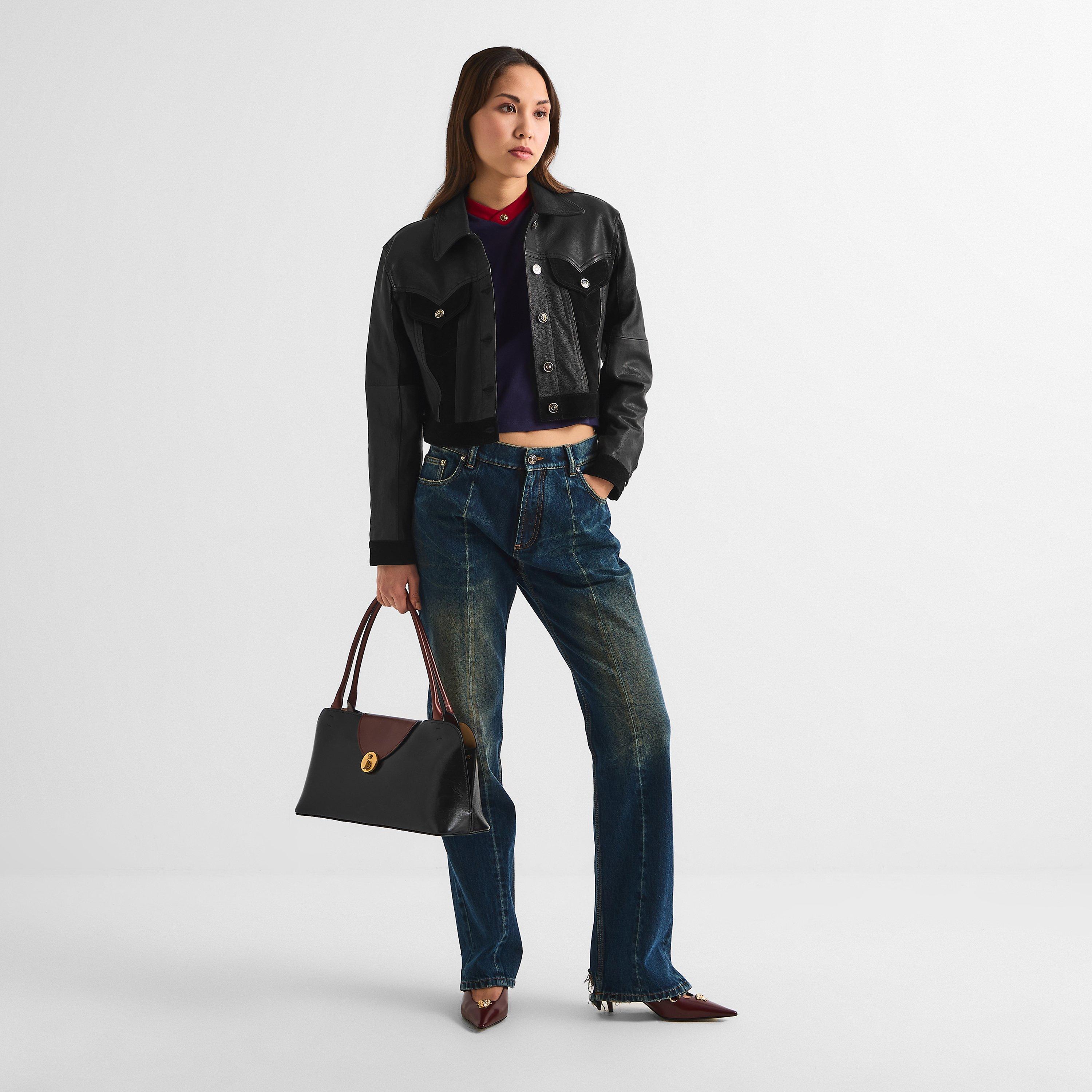 Black - Versace - Womens Leather Slim Blouson - 6