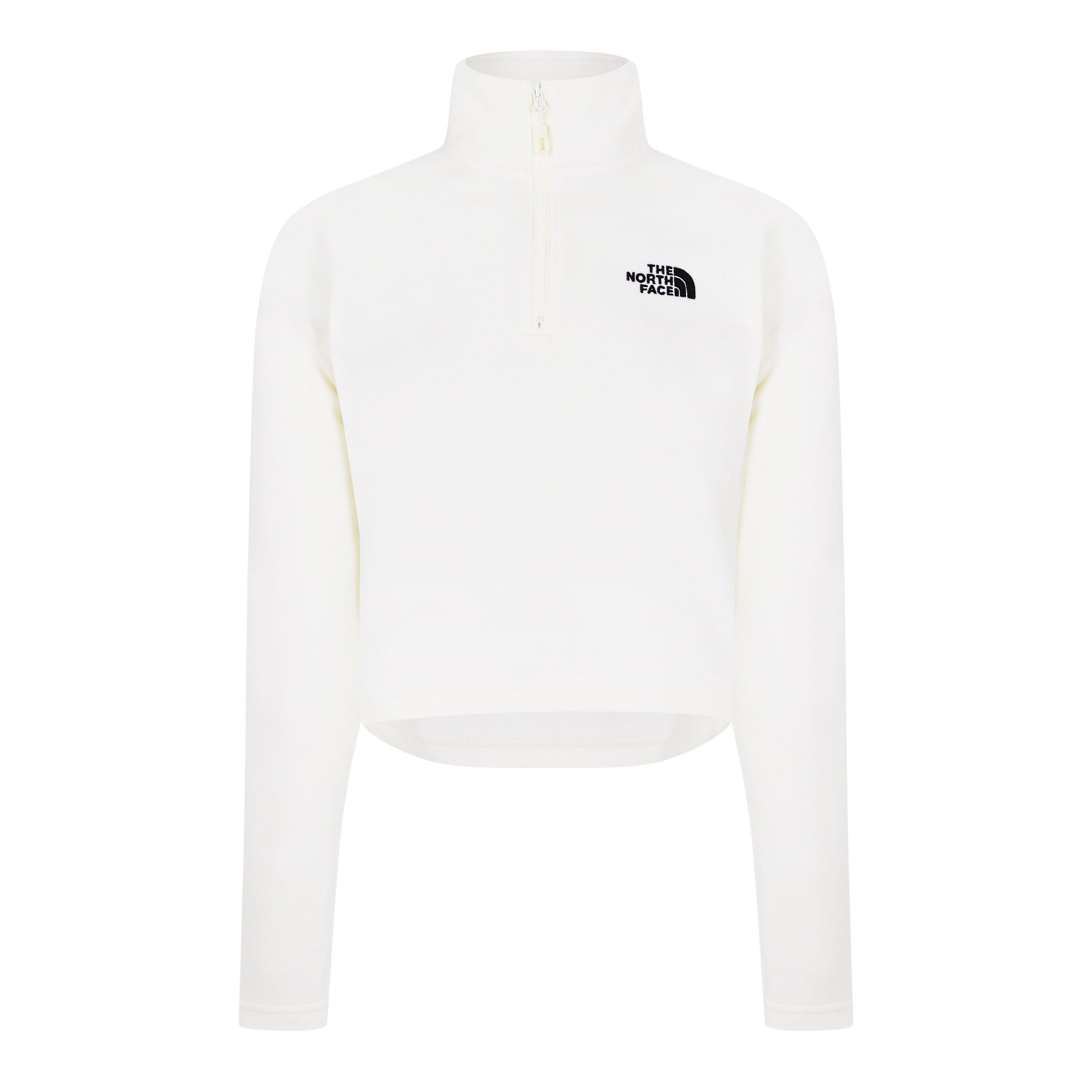 The North Face Women's Glacier Quarter-Zip Crop Fleece Top - White Dune - 8 (XS)