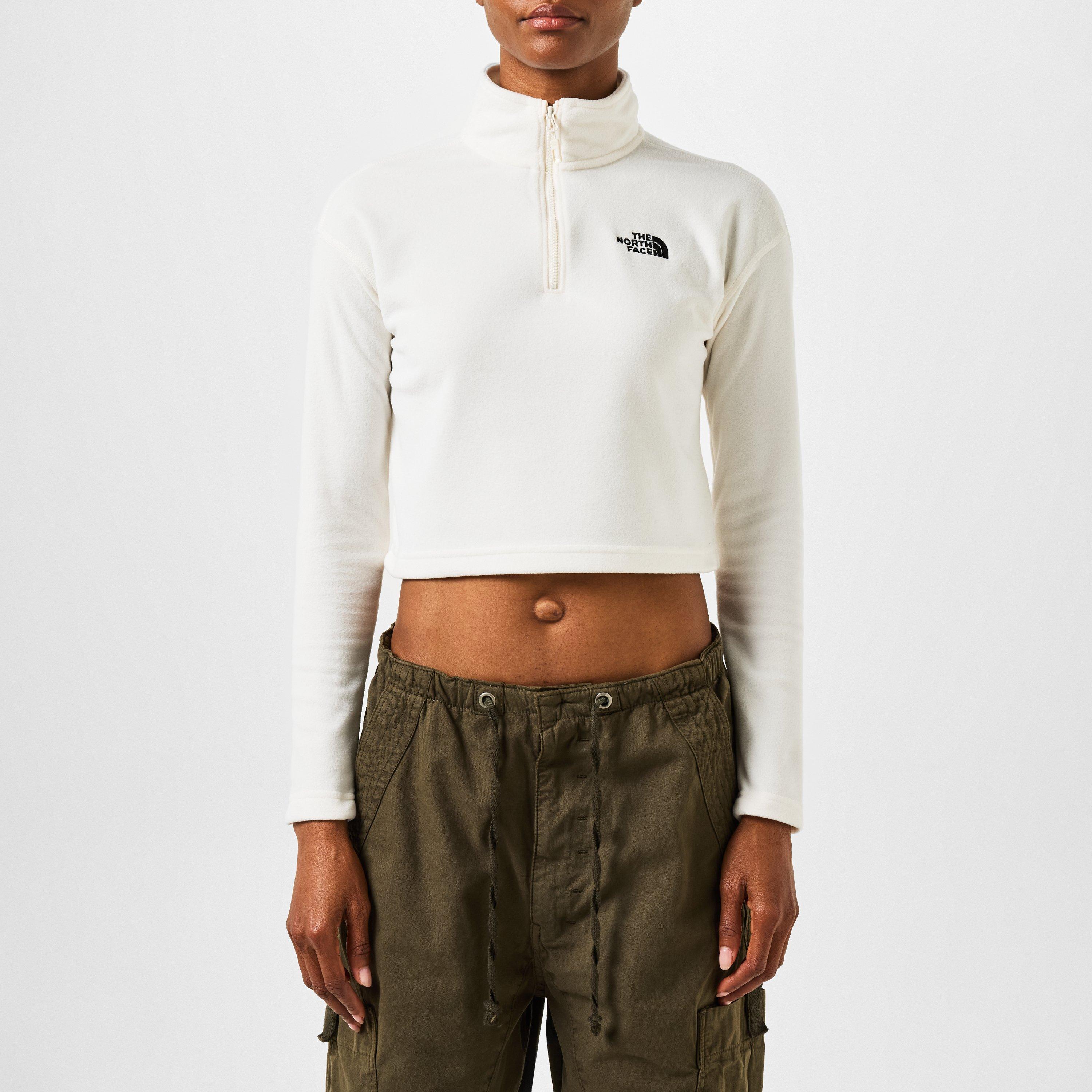 White Dune - The North Face - Women's Glacier Quarter-Zip Crop Fleece Top - 3
