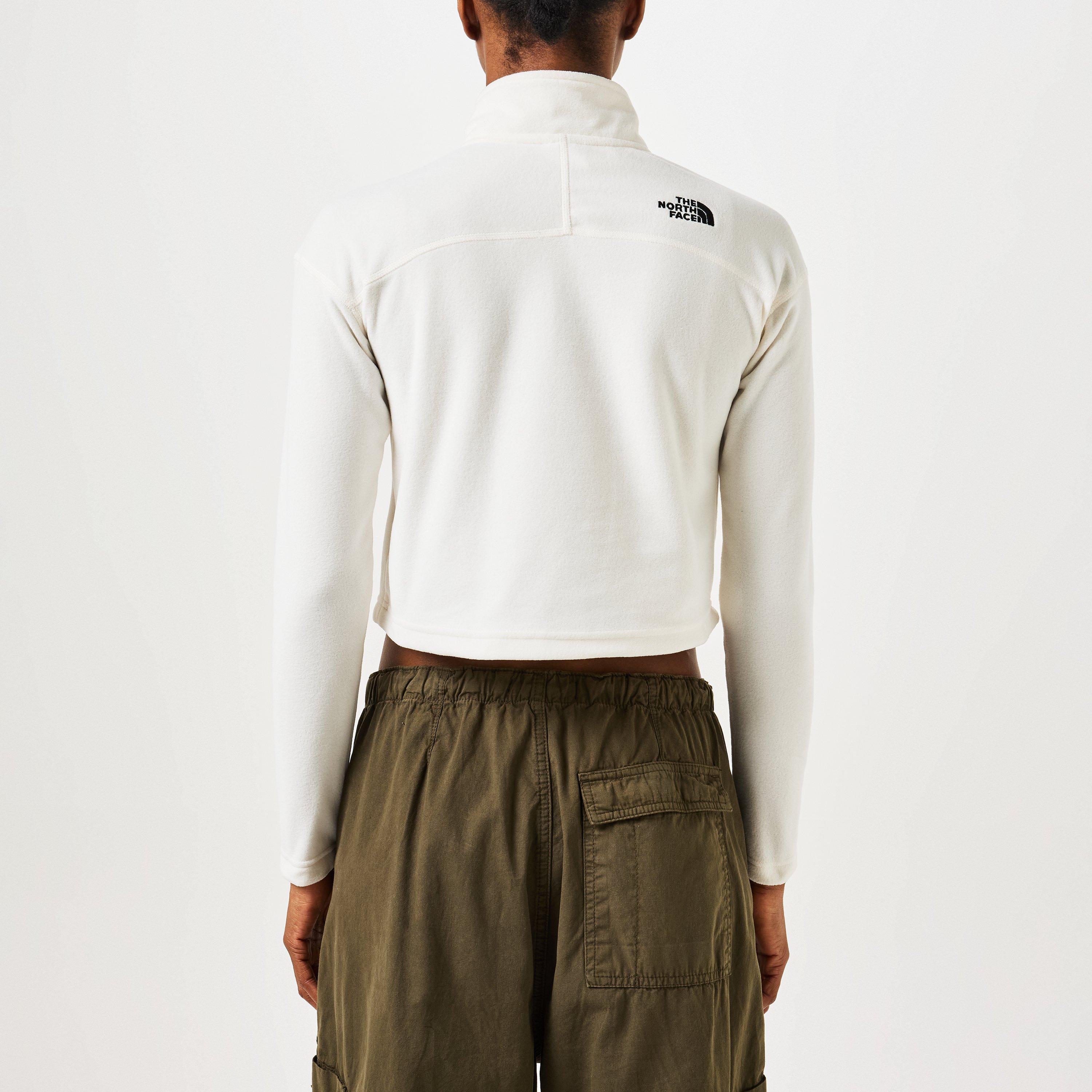 White Dune - The North Face - Women's Glacier Quarter-Zip Crop Fleece Top - 4
