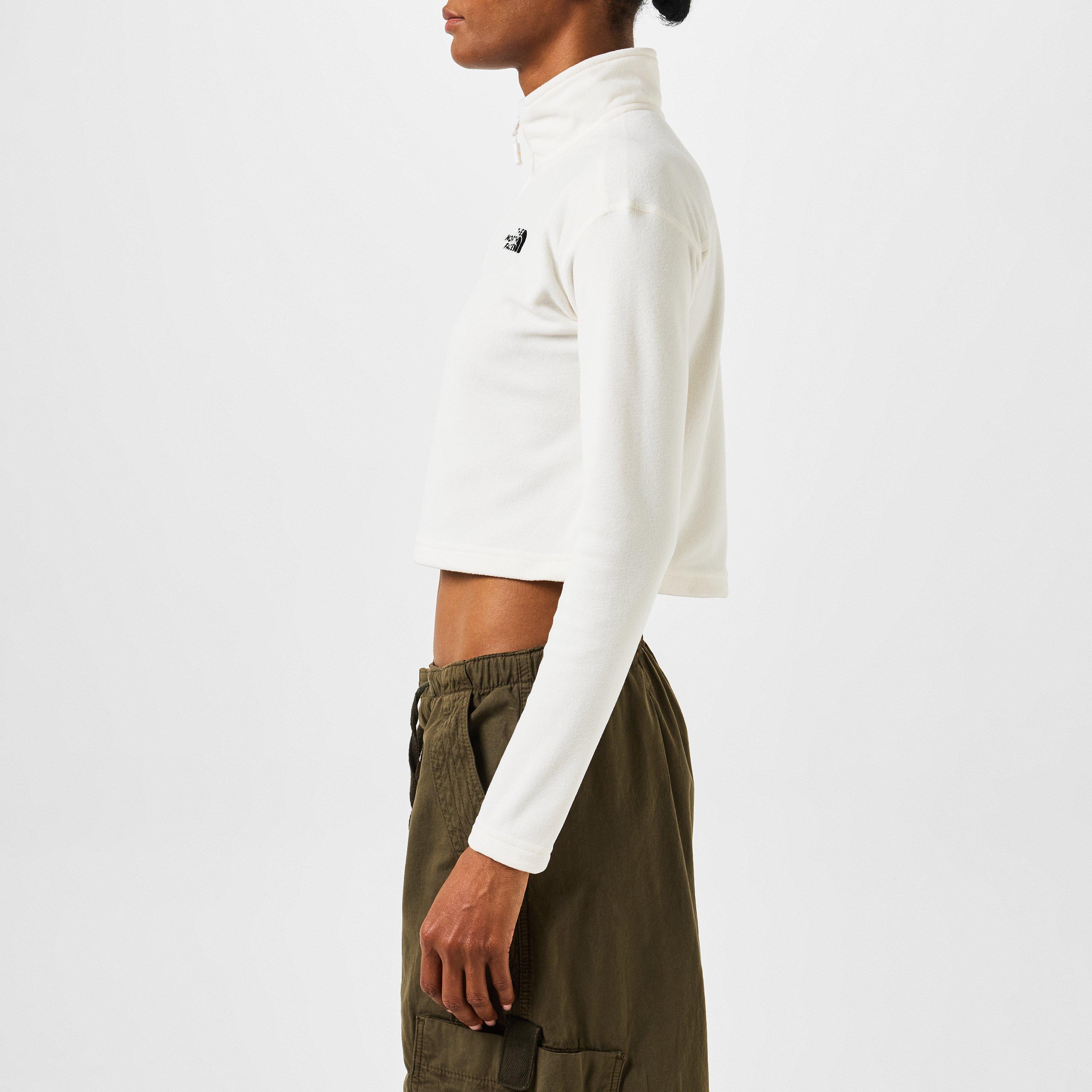 White Dune - The North Face - Women's Glacier Quarter-Zip Crop Fleece Top - 5