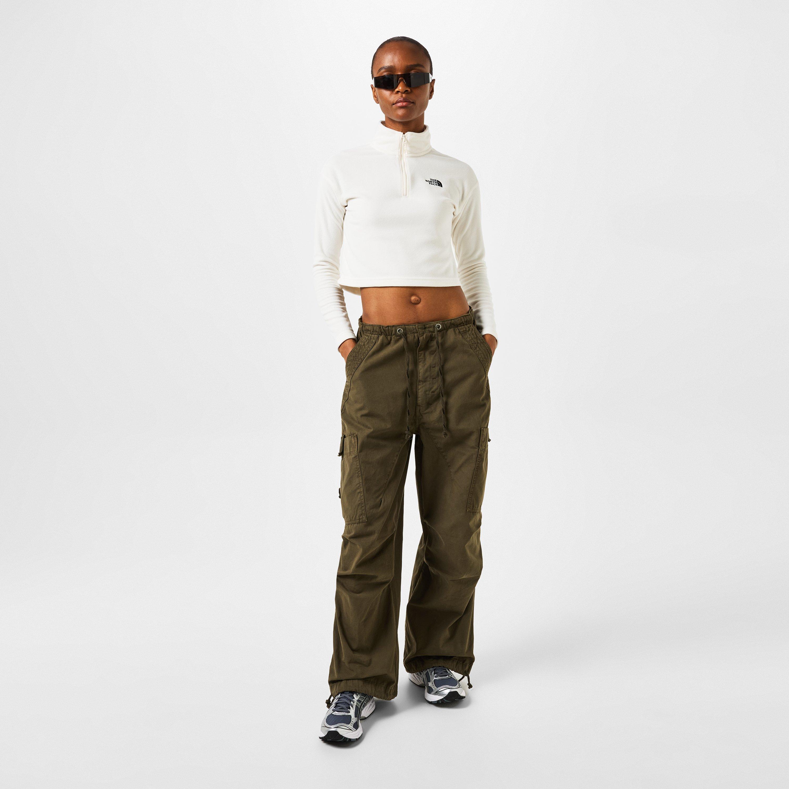 White Dune - The North Face - Women's Glacier Quarter-Zip Crop Fleece Top - 6