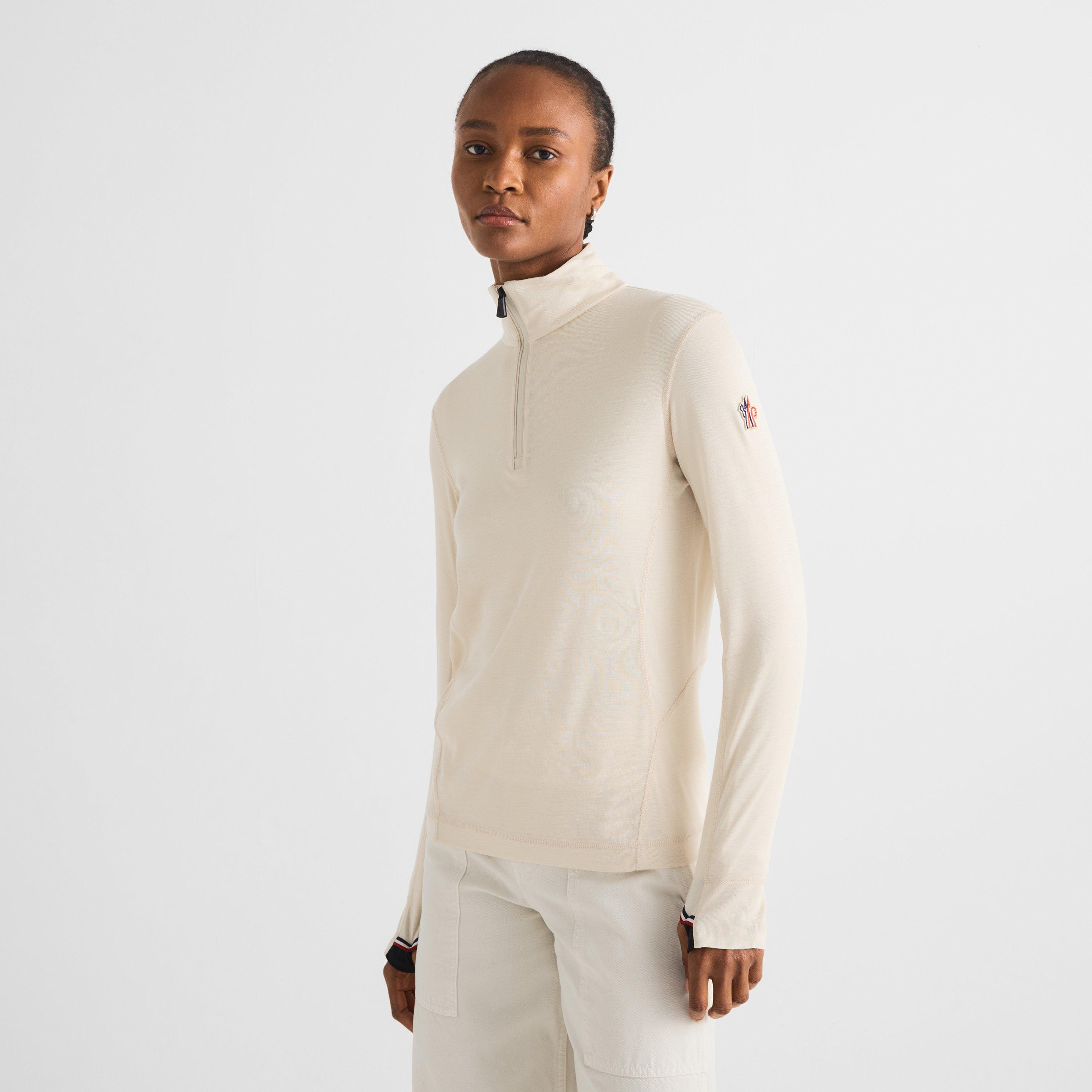 Cream 081 - Moncler - Women's Slim-Fit 1/4 Zip Fleece Top - 3